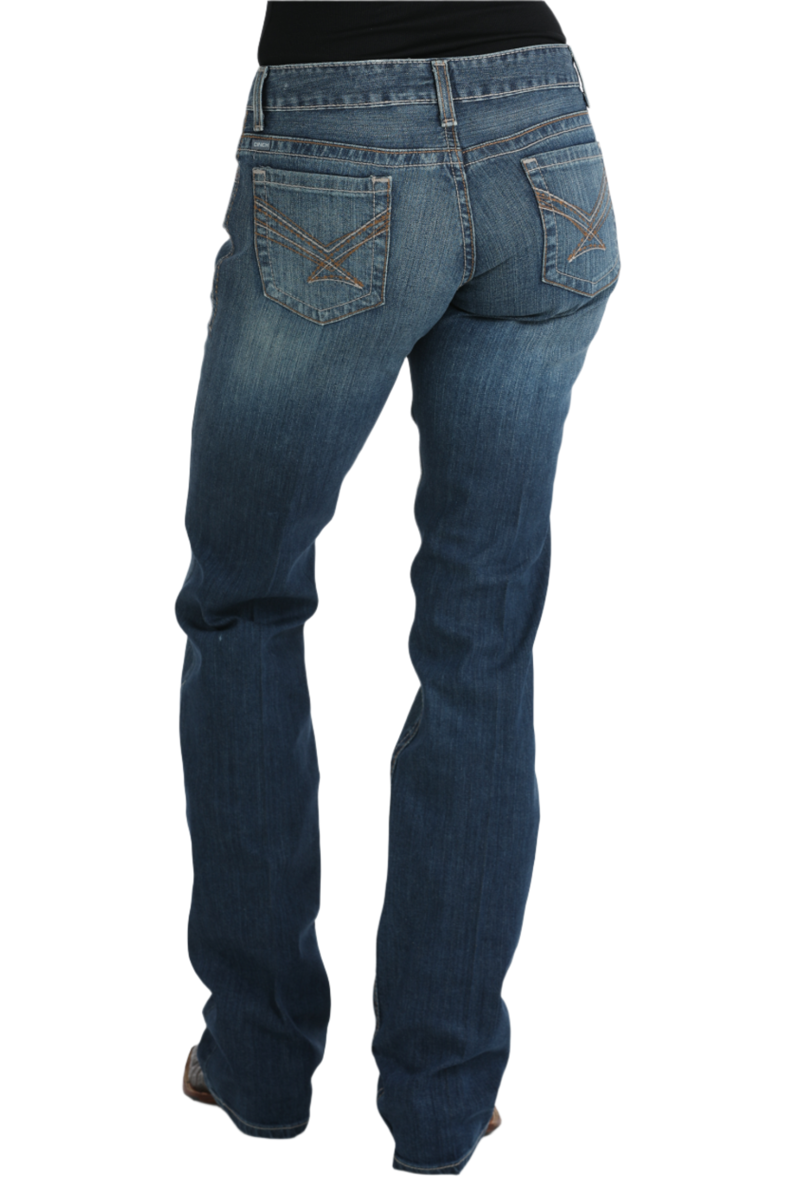 Medium wash blue jeans and boots