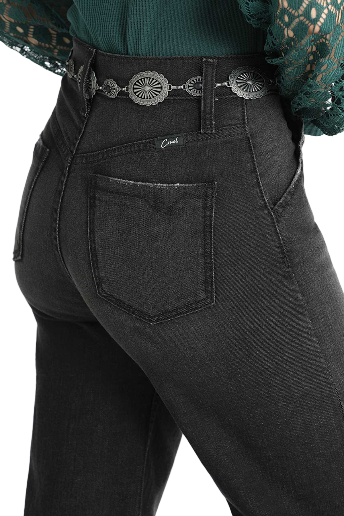CRUEL WOMENS SKYLAR WIDE LEG JEANS - BLACK