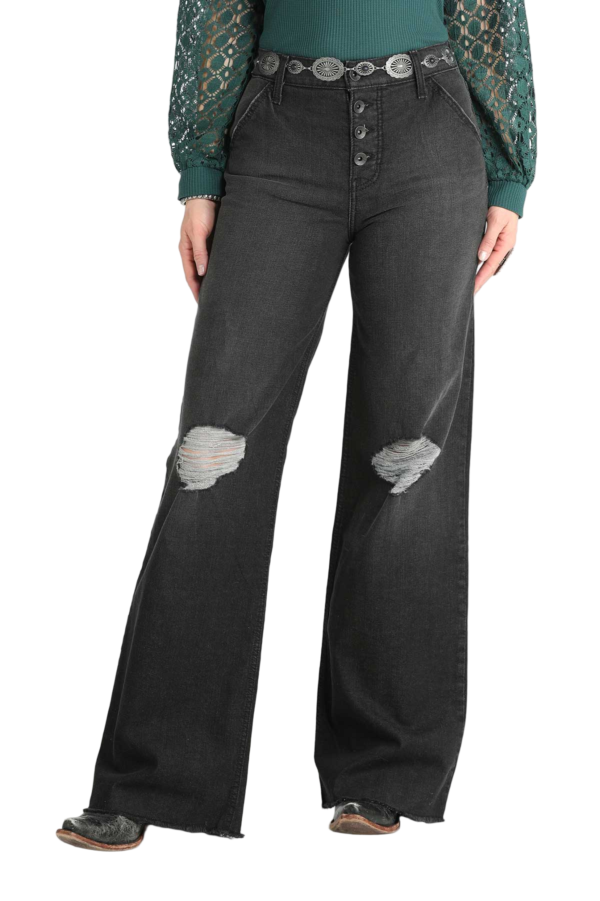 CRUEL WOMENS SKYLAR WIDE LEG JEANS - BLACK