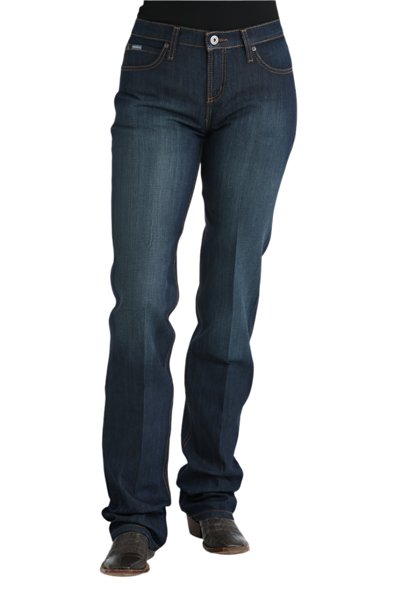 Dark blue jeans and boots