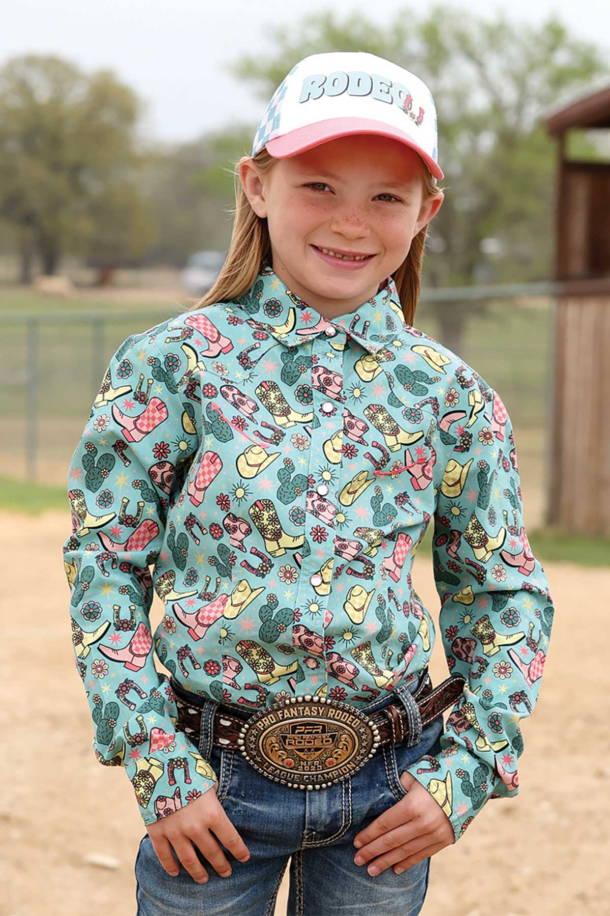 CRUEL GIRLS WESTERN SHIRT - BLUE