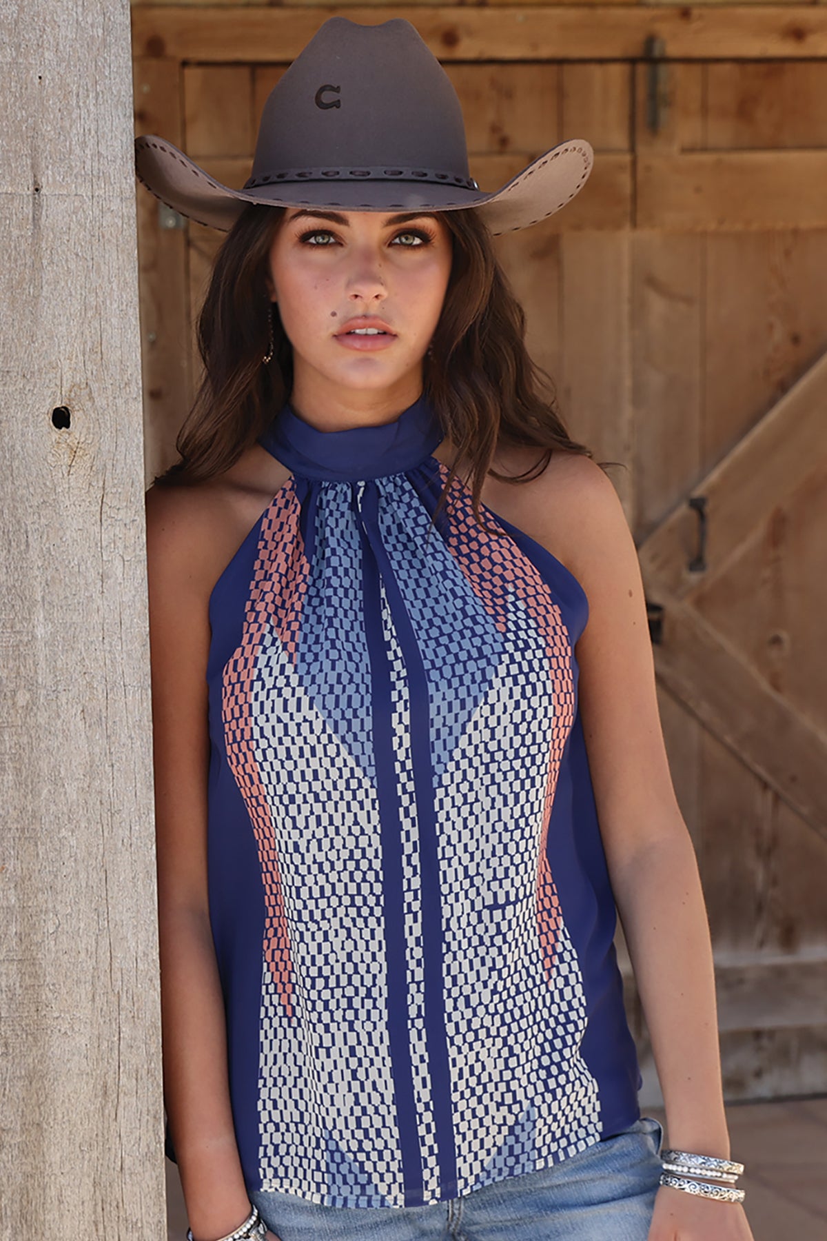 CRUEL WOMENS SLEEVELESS BLOUSE - BLUE