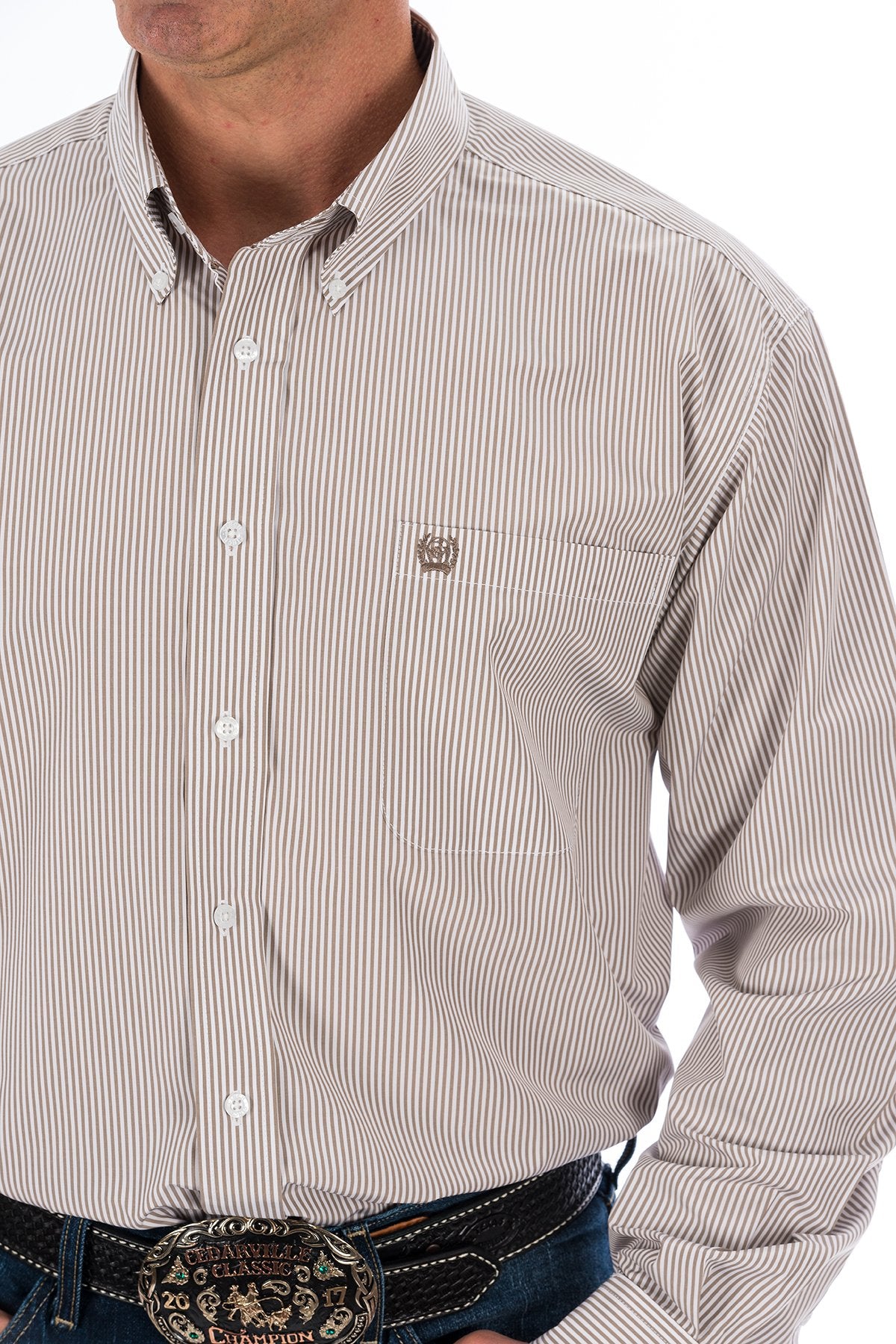 Cinch Men's TENCEL™ Button-Down Shirt Kaki Detail