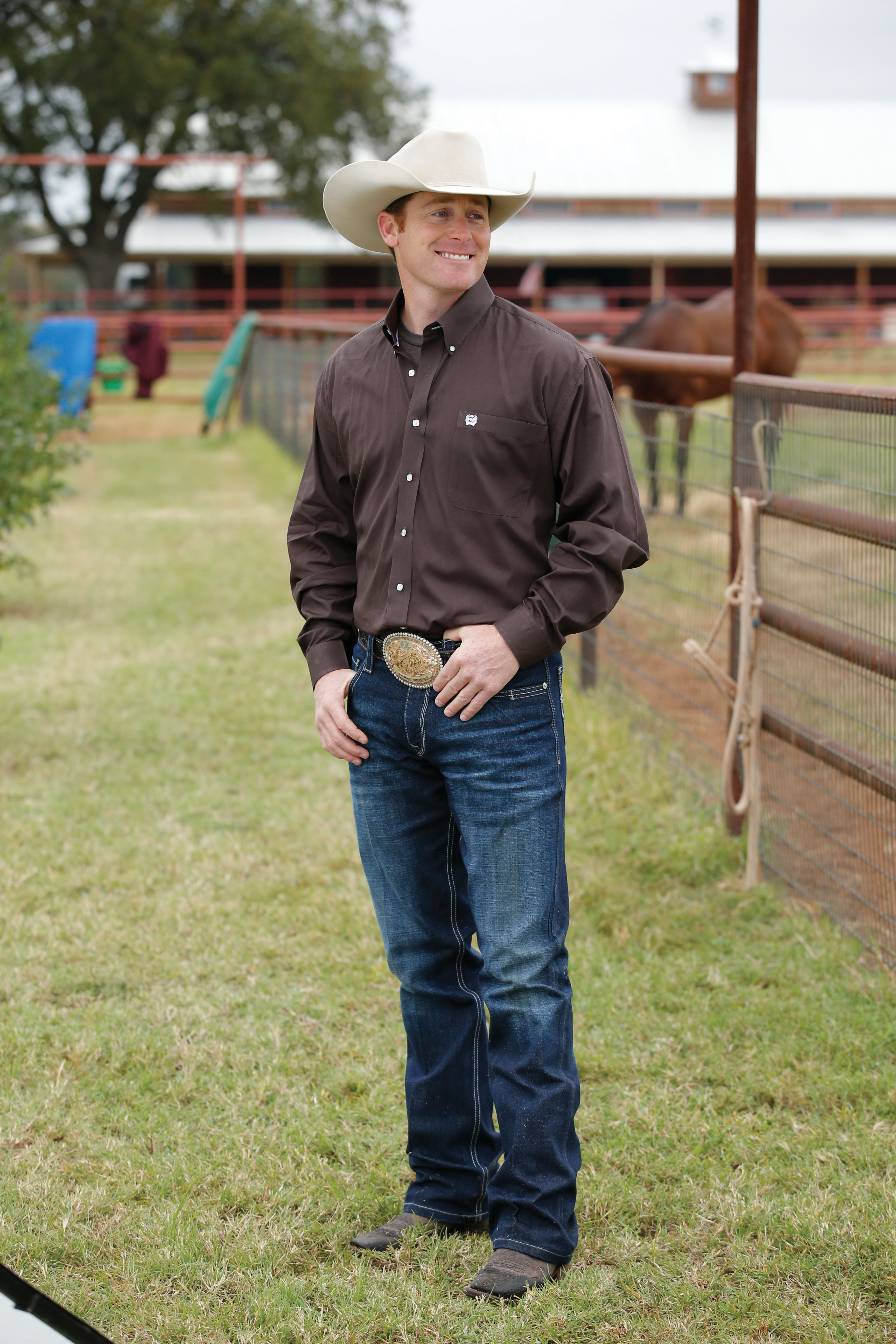 Cinch Men's Western Shirt Solid Button Down in Brown