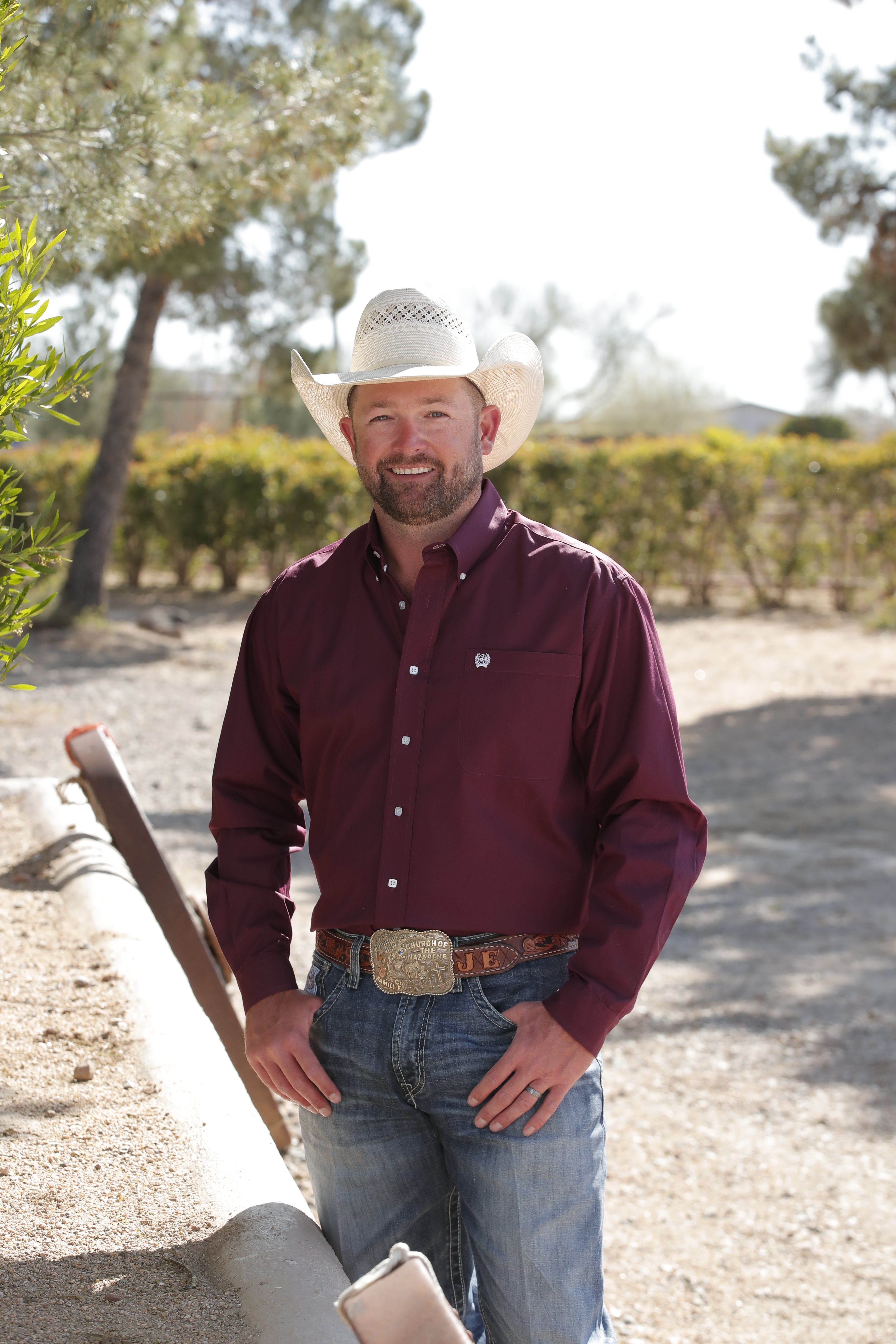 Cinch Men's Western Shirt Solid Button Down in Burgandy