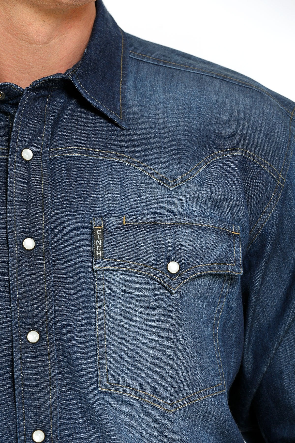 Cinch Men's Western Pearl Snap denim Shirt. Authentic cowboy shirt. Good quality.