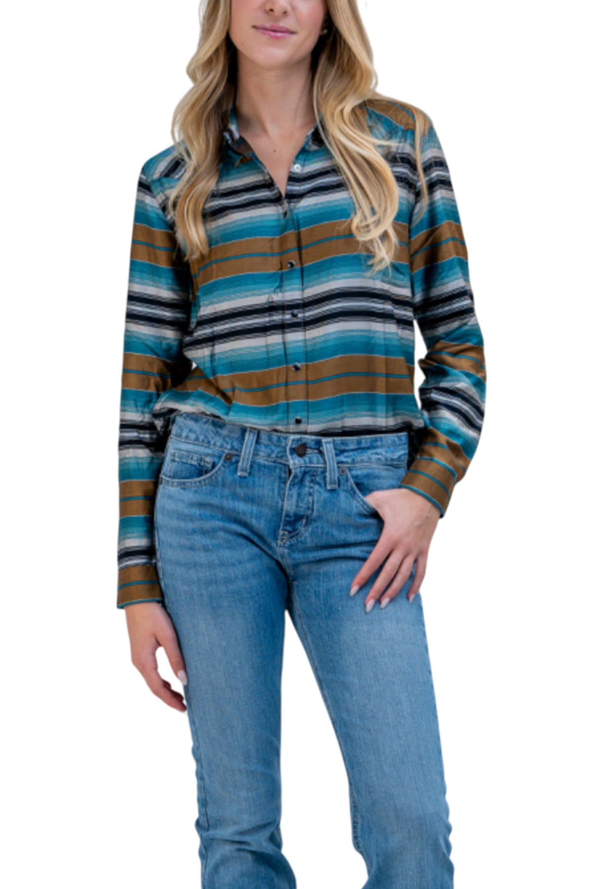 CRUEL LADIES STRIPE RAGLAN SHIRT - TURQUOISE