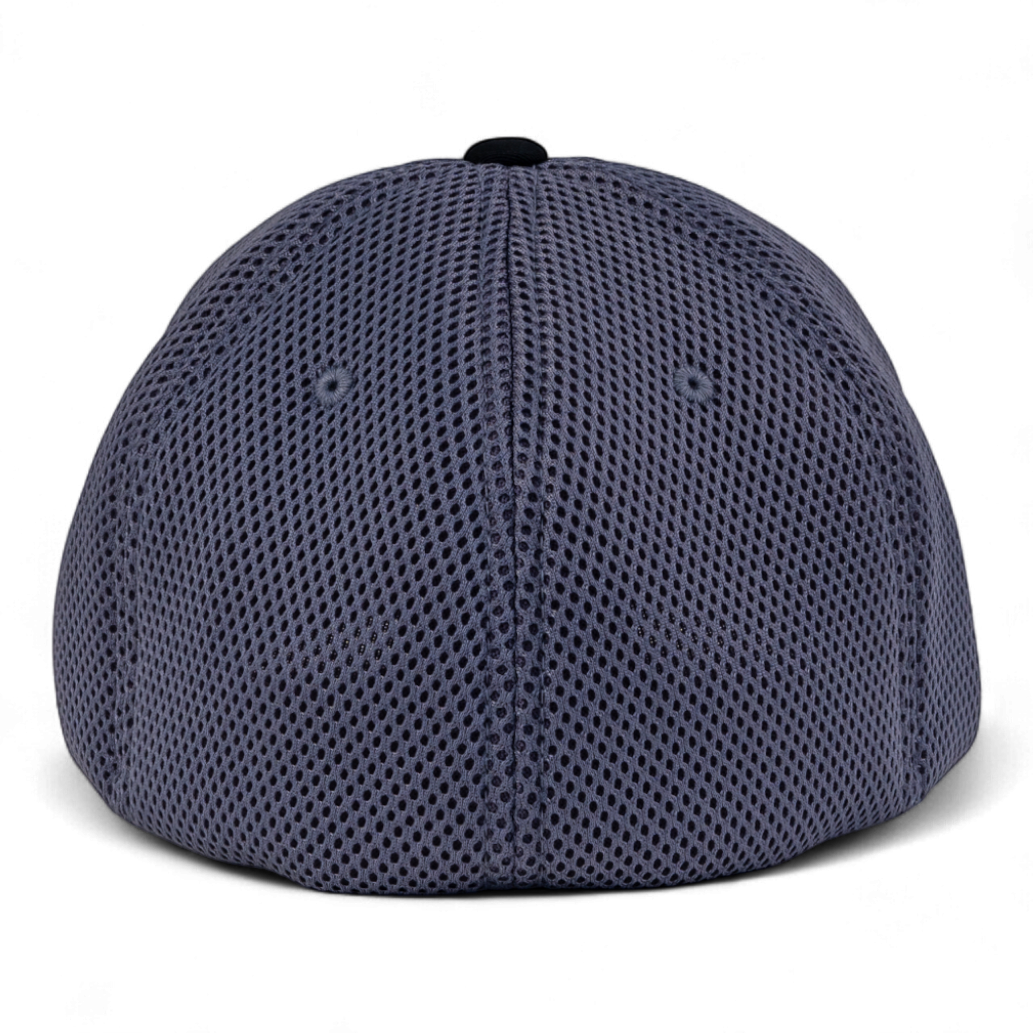Blue baseball cap with mesh back on a white background
