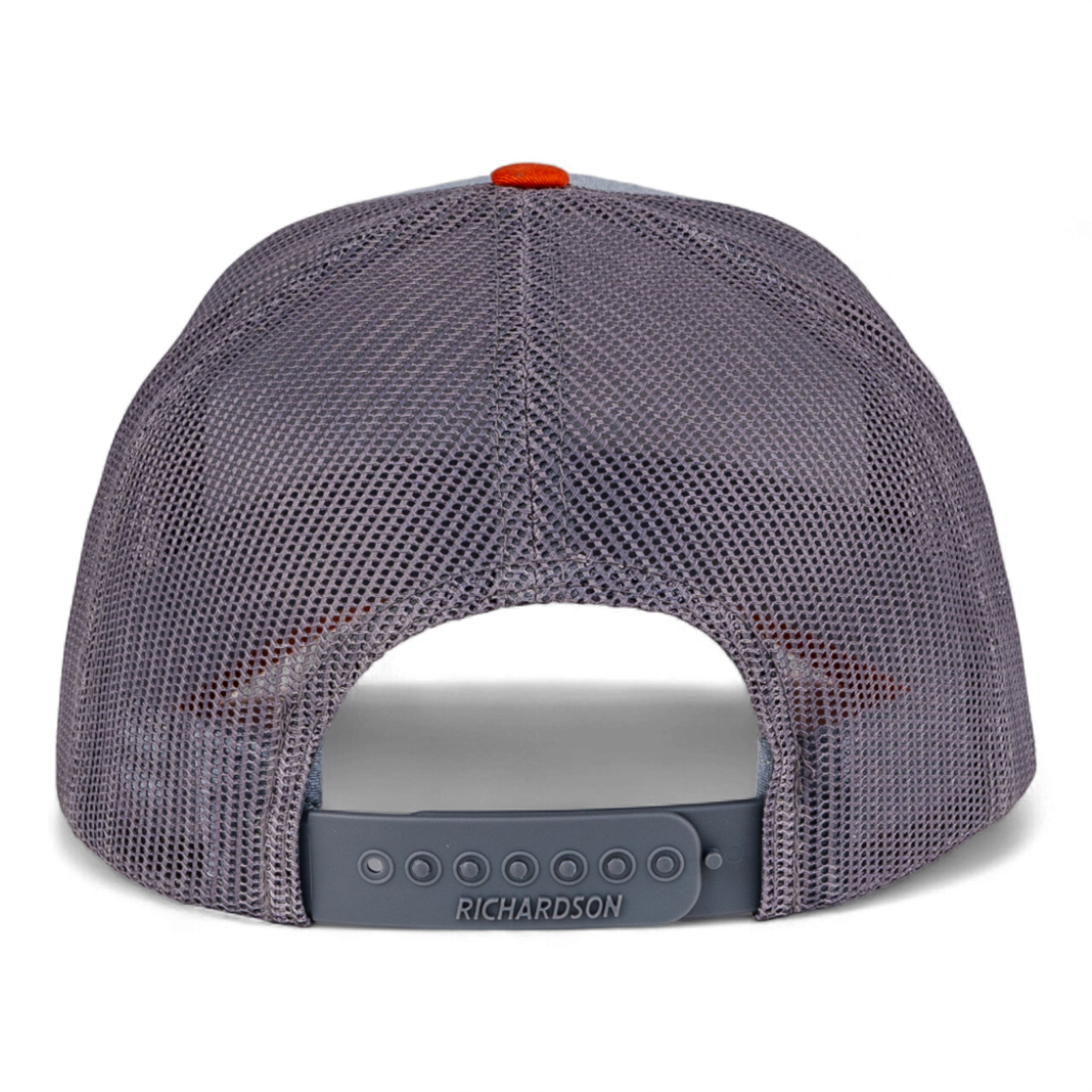 Back view of a Richardson cap with mesh design on a white background