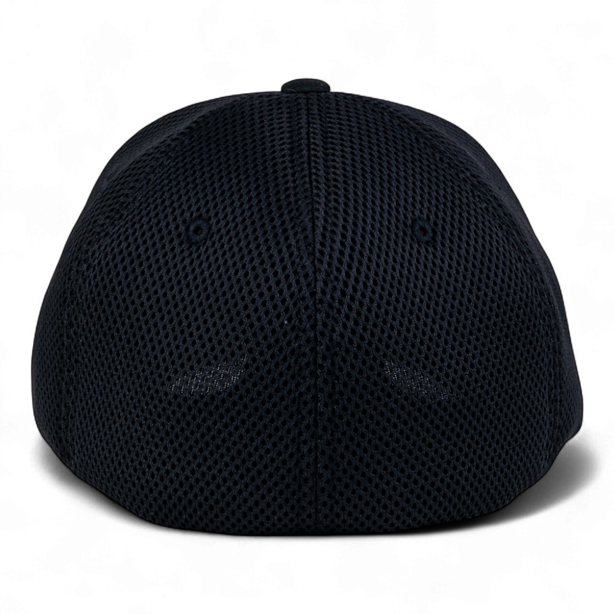 Black cap with mesh back on a white background