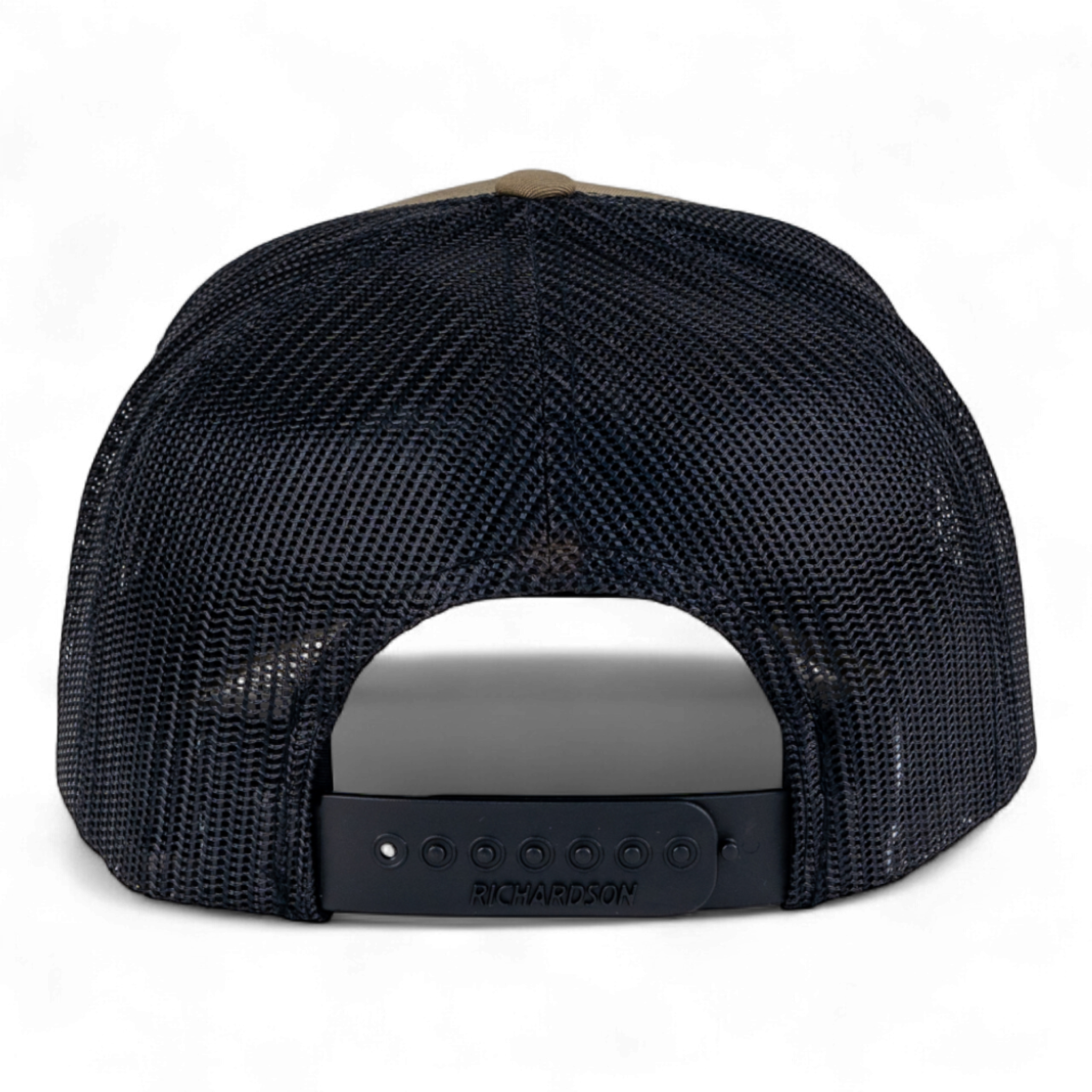 Black mesh cap with a gray bill on a white background