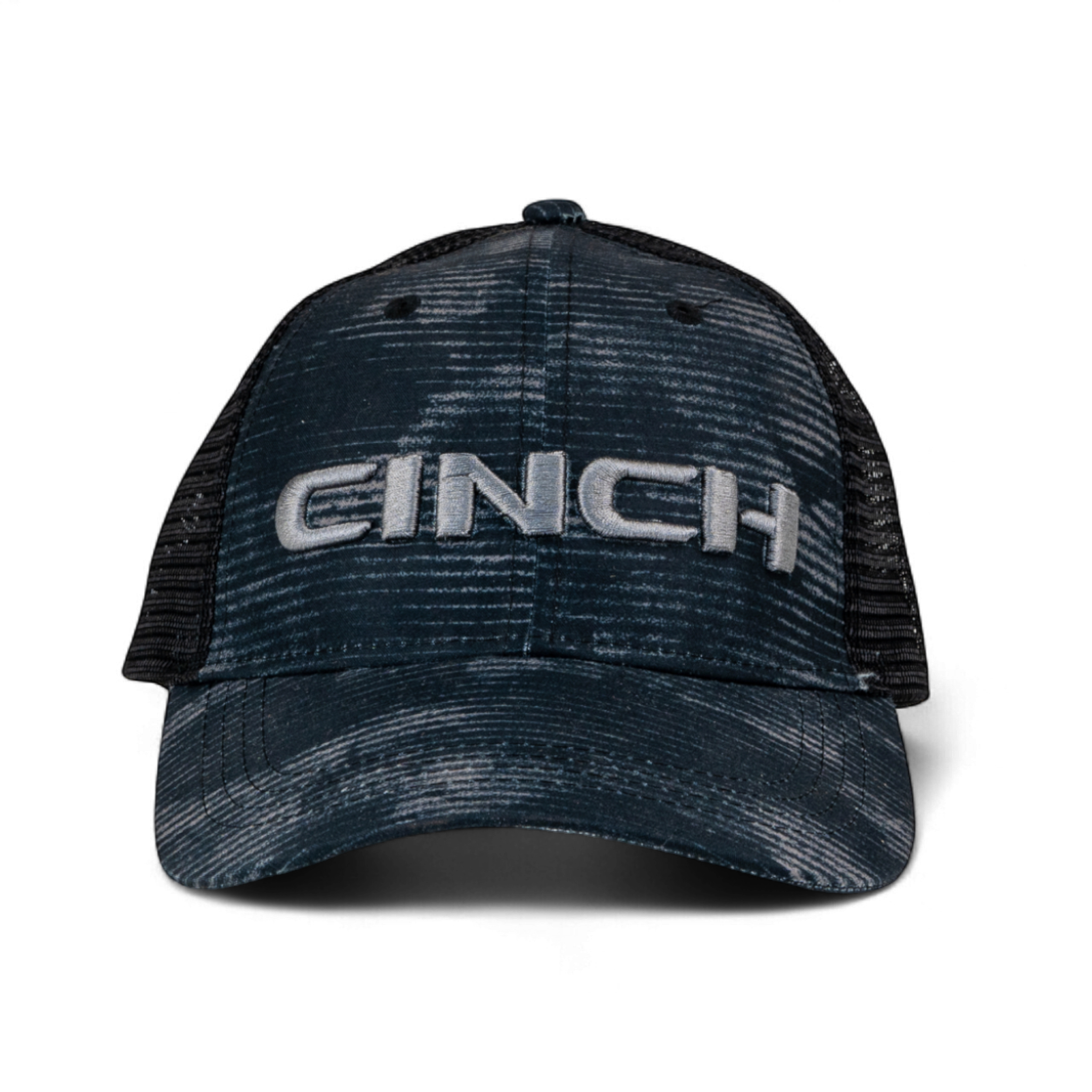 Black and gray trucker cap with 'CINCH' logo on a white background