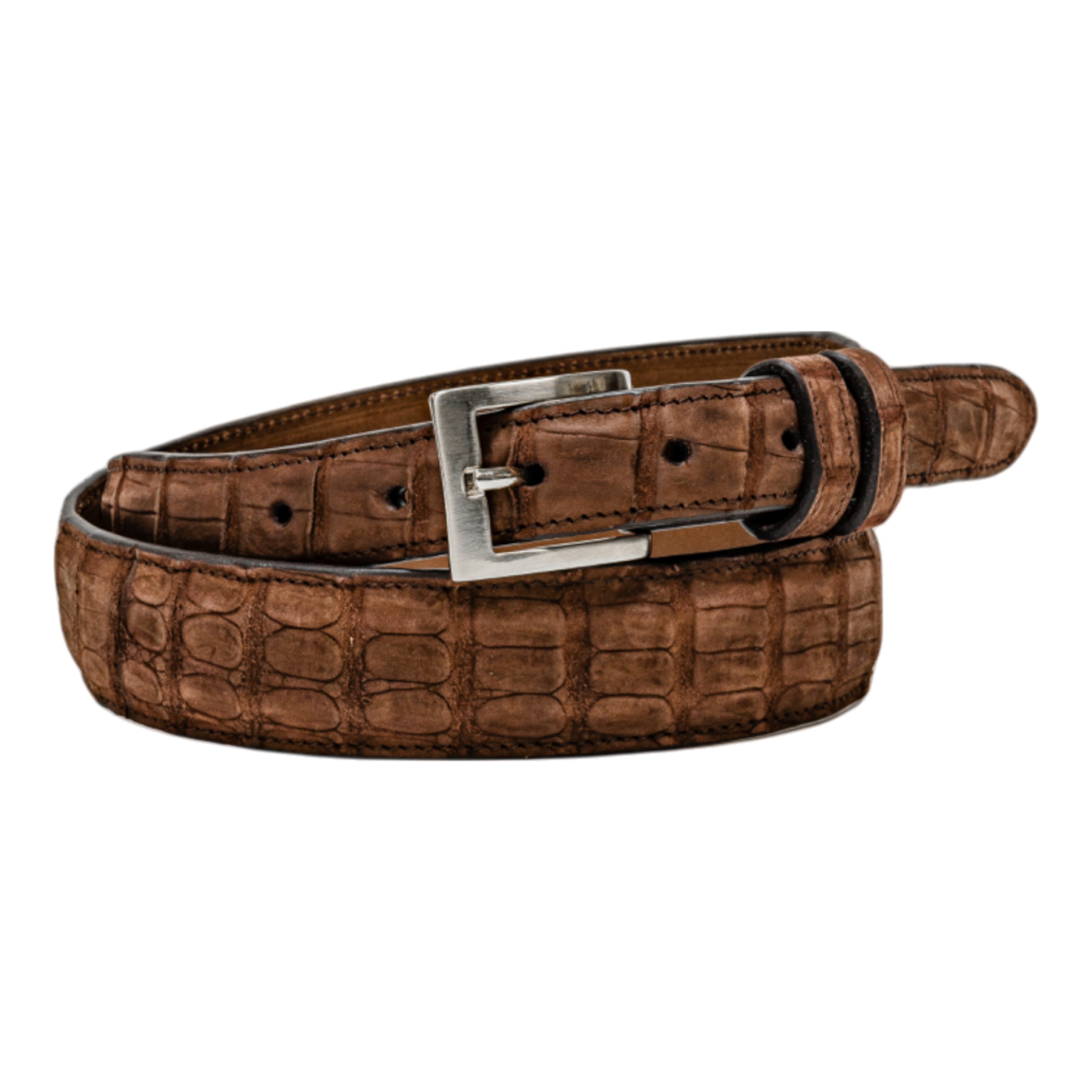 Rod Patrick Belt 1.25 Taper - Brown Sueded Caiman
