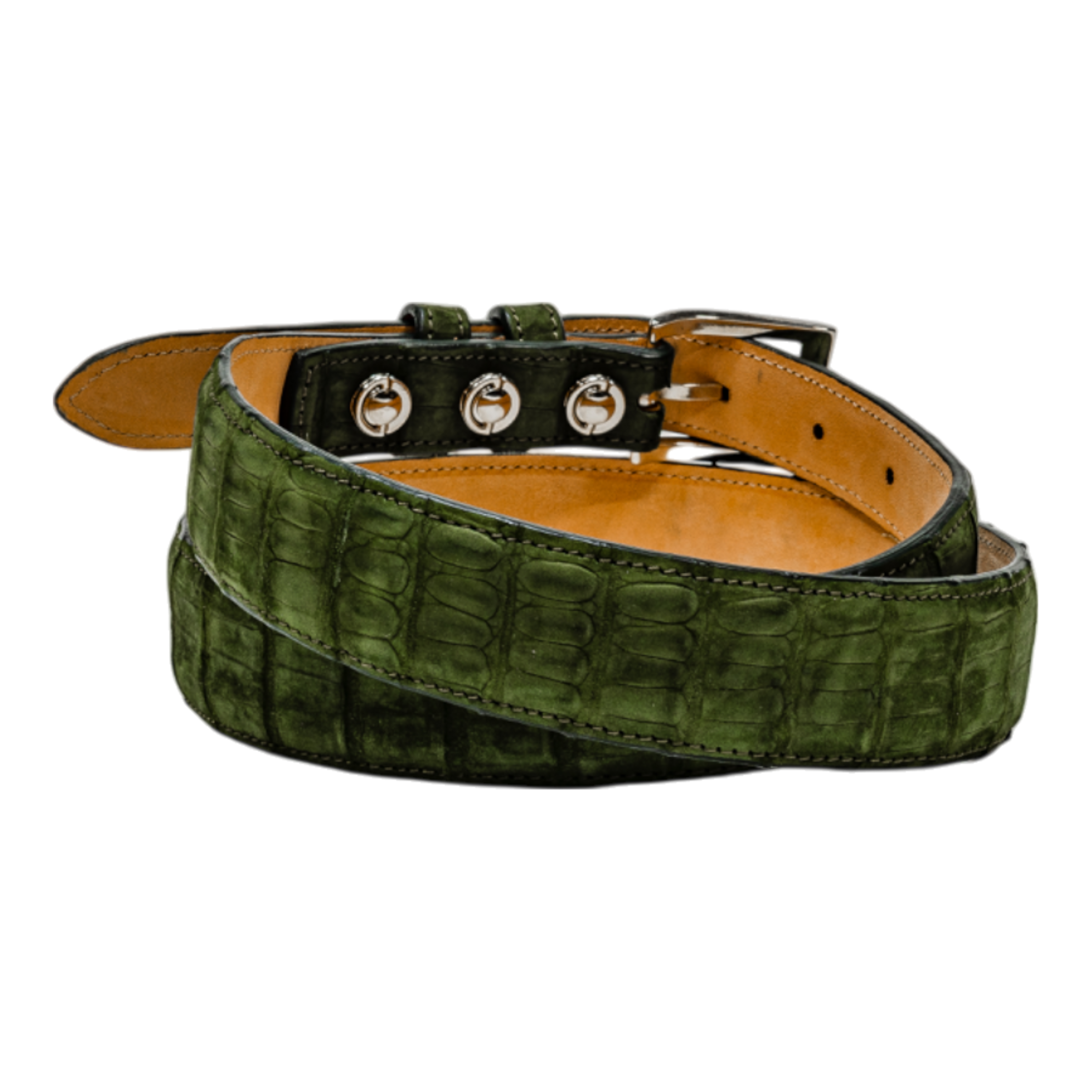 Rod Patrick Belt 1.25 Taper - Olive Sueded Caiman