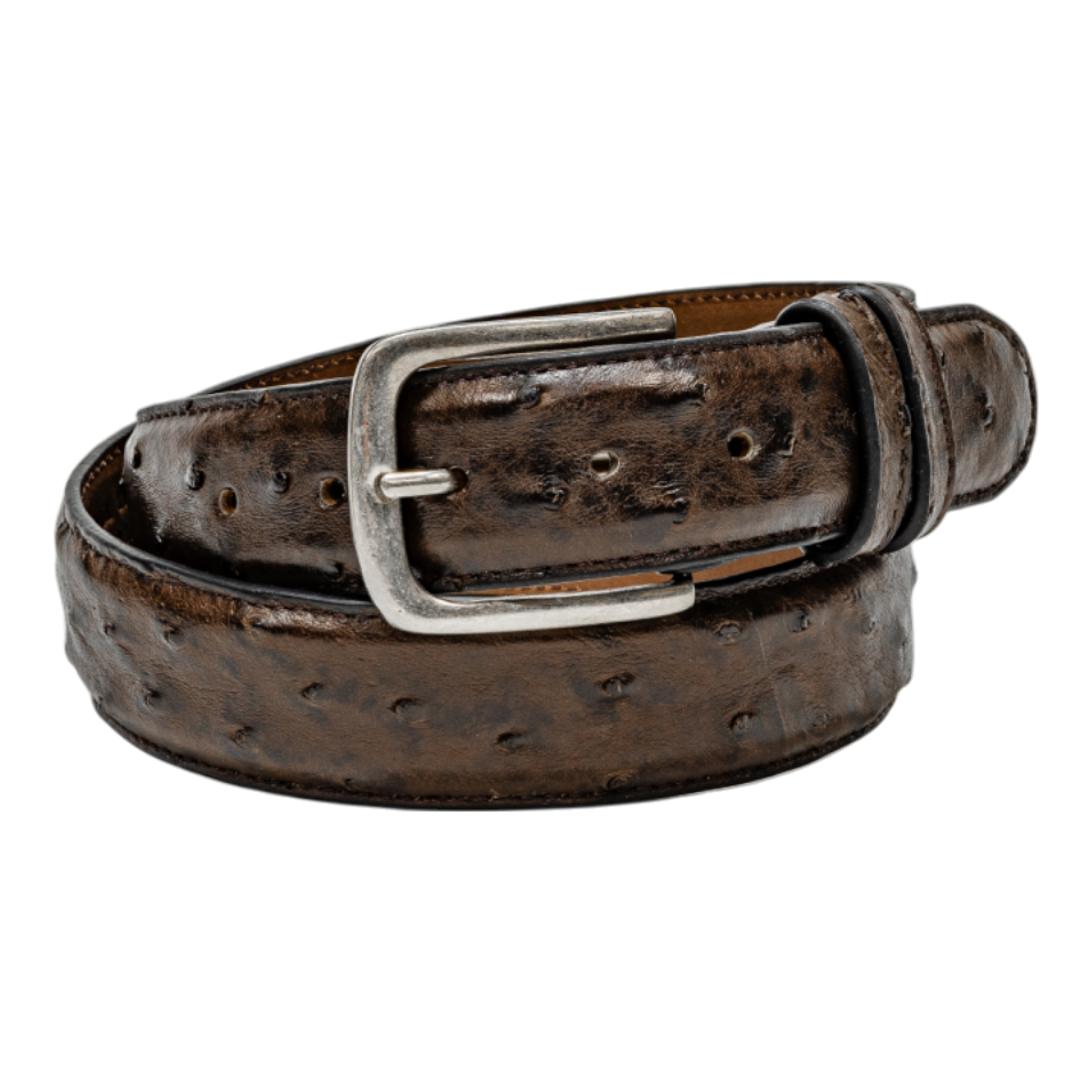 Rod Patrick Belt 1.5 Straight - Nicotine Full Quill Ostrich