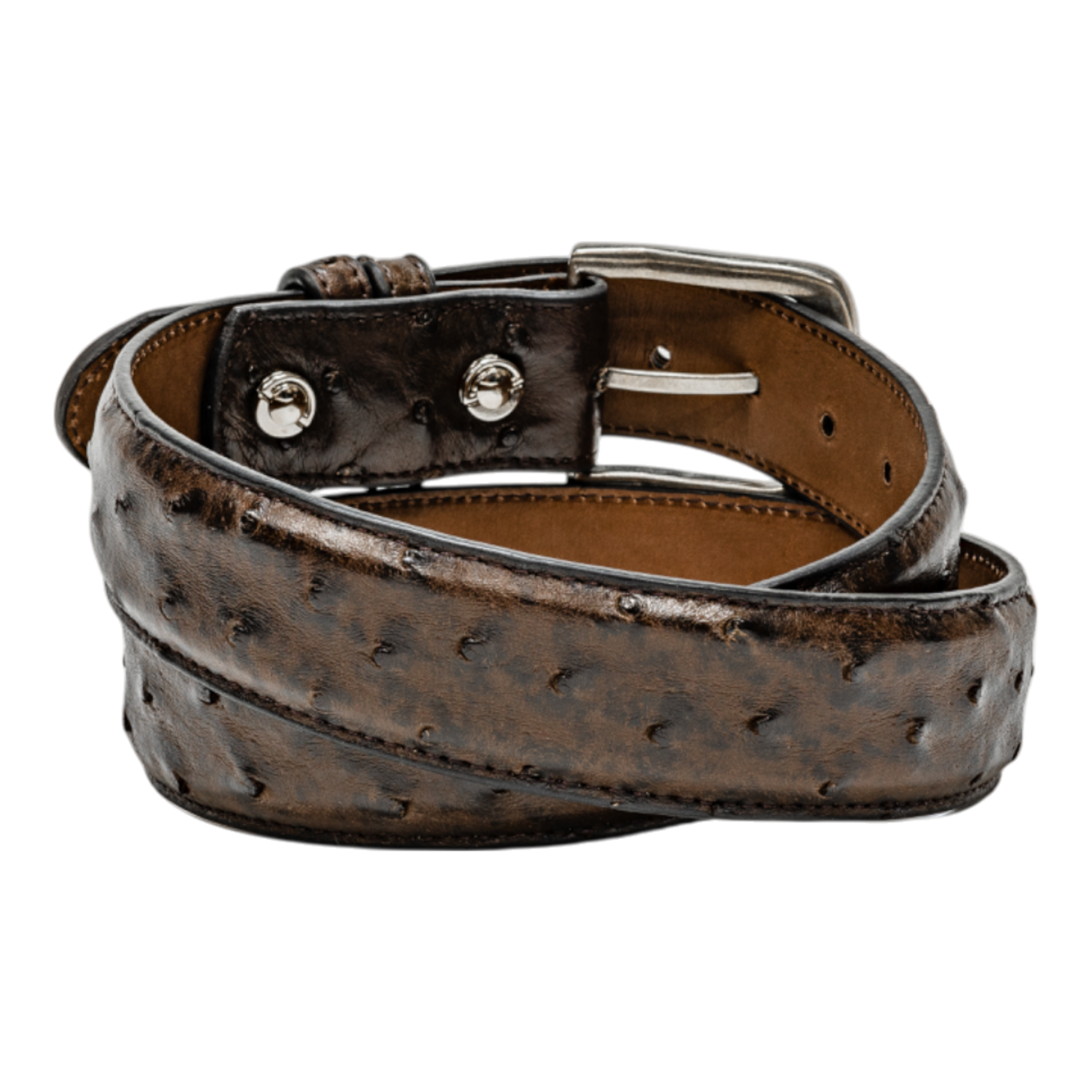 Rod Patrick Belt 1.5 Straight - Nicotine Full Quill Ostrich