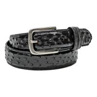 Rod Patrick Belt 1.5 Straight - Black Full Quill Ostrich