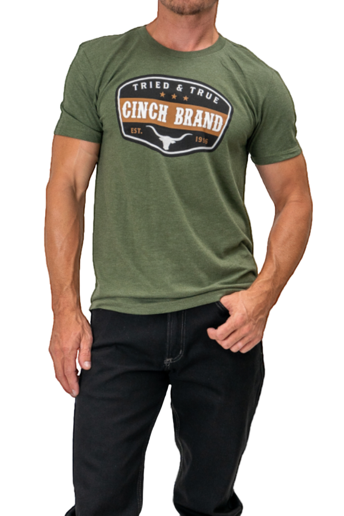 CINCH MEN'S GRAPHIC T-SHIRT - OLIVE