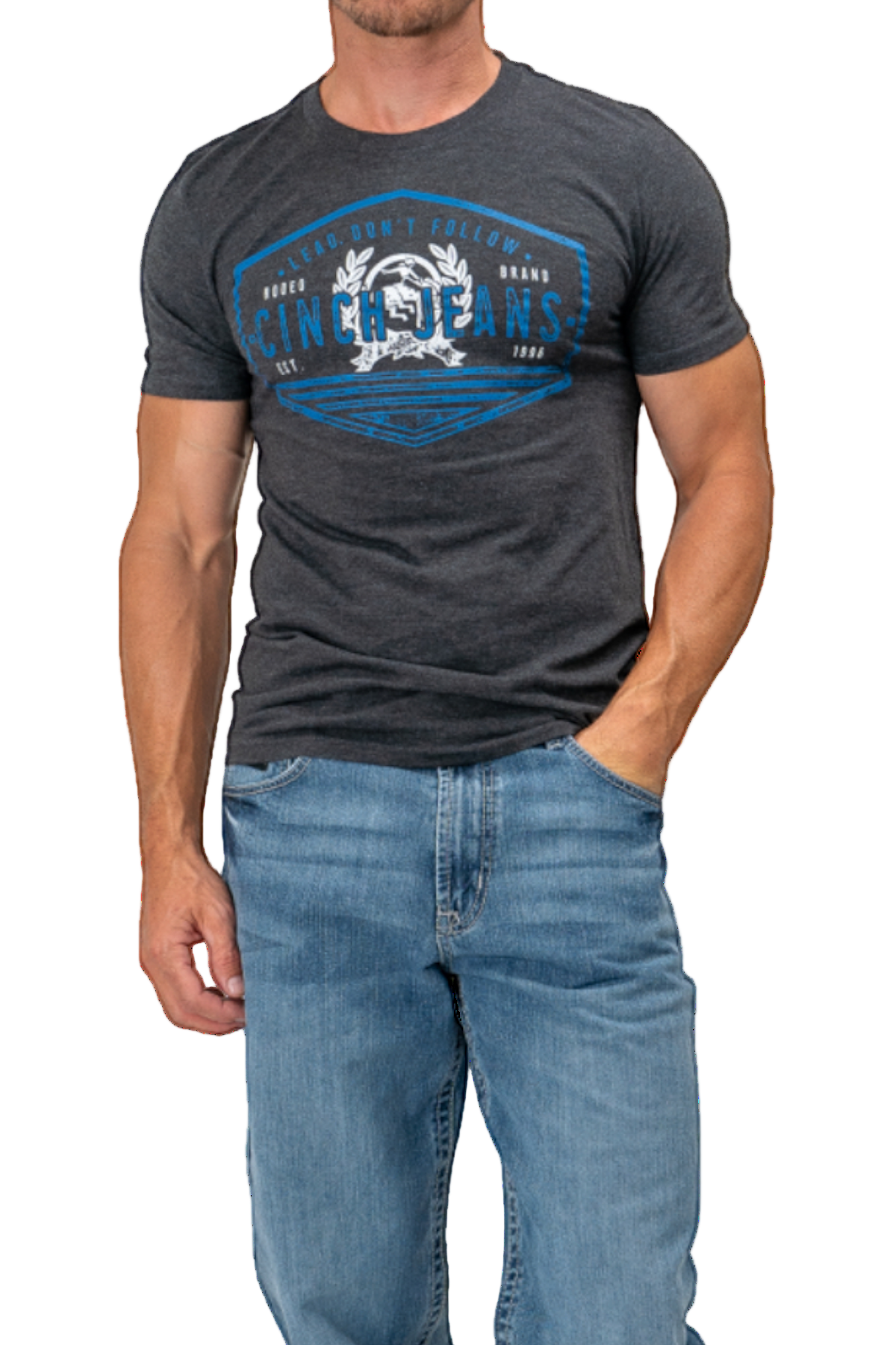 CINCH MEN'S GRAPHIC T-SHIRT - BLACK HEATHER