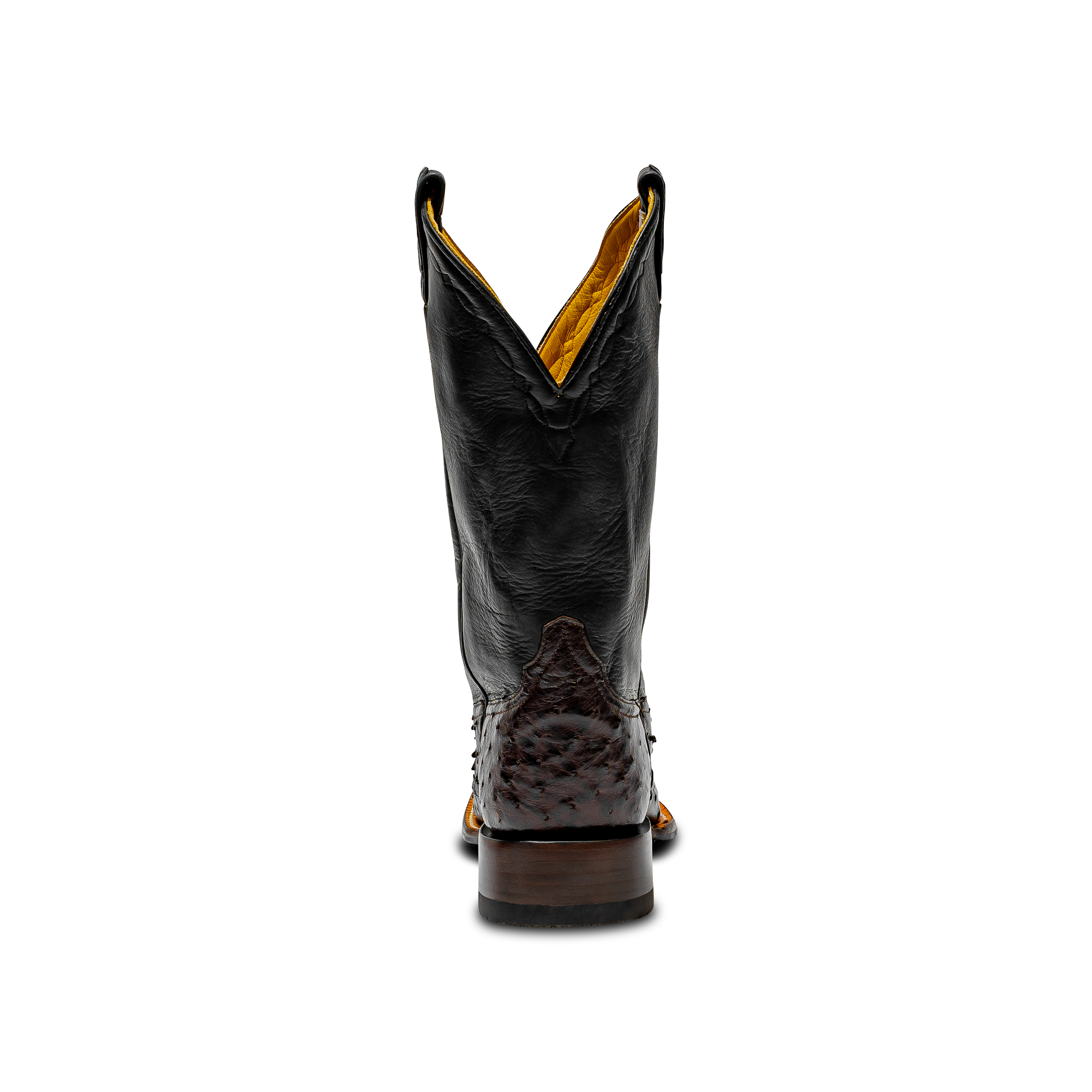 Rod Patrick NICOTINE FULL QUILL OSTRICH with 3/4 BLACK FQ WINGTIP (D)