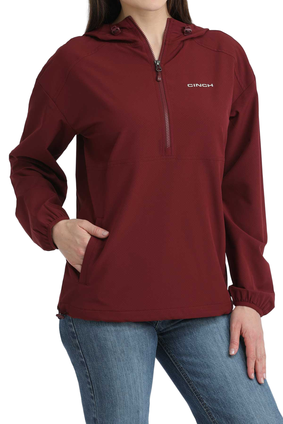 CINCH WOMENS 1/2 ZIP PULLOVER - BURGUNDY
