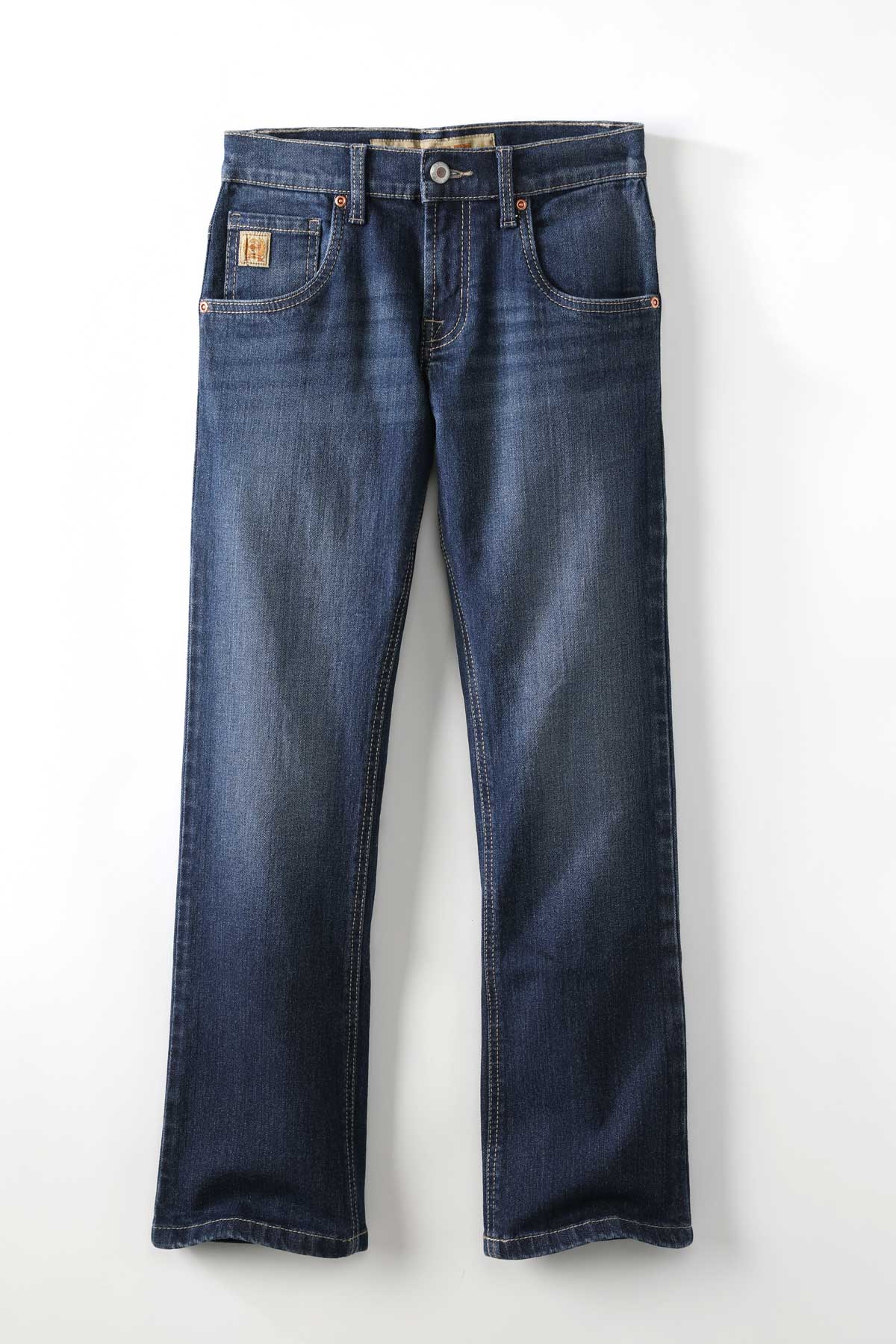 Pair of blue jeans on a white background