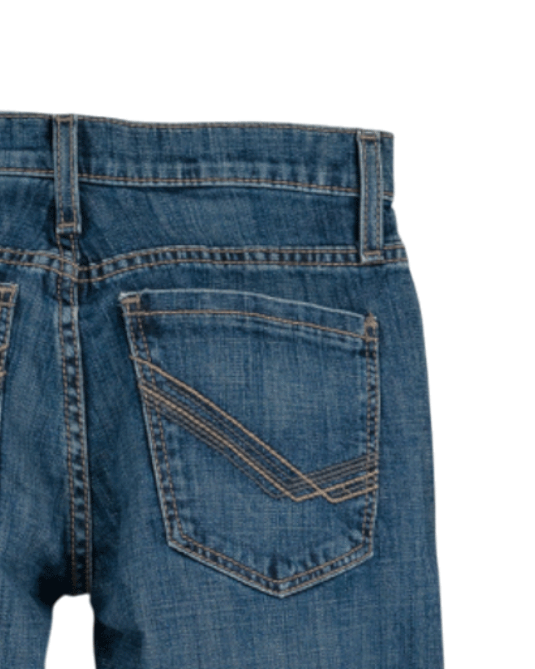 Back view of blue jeans on a transparent background