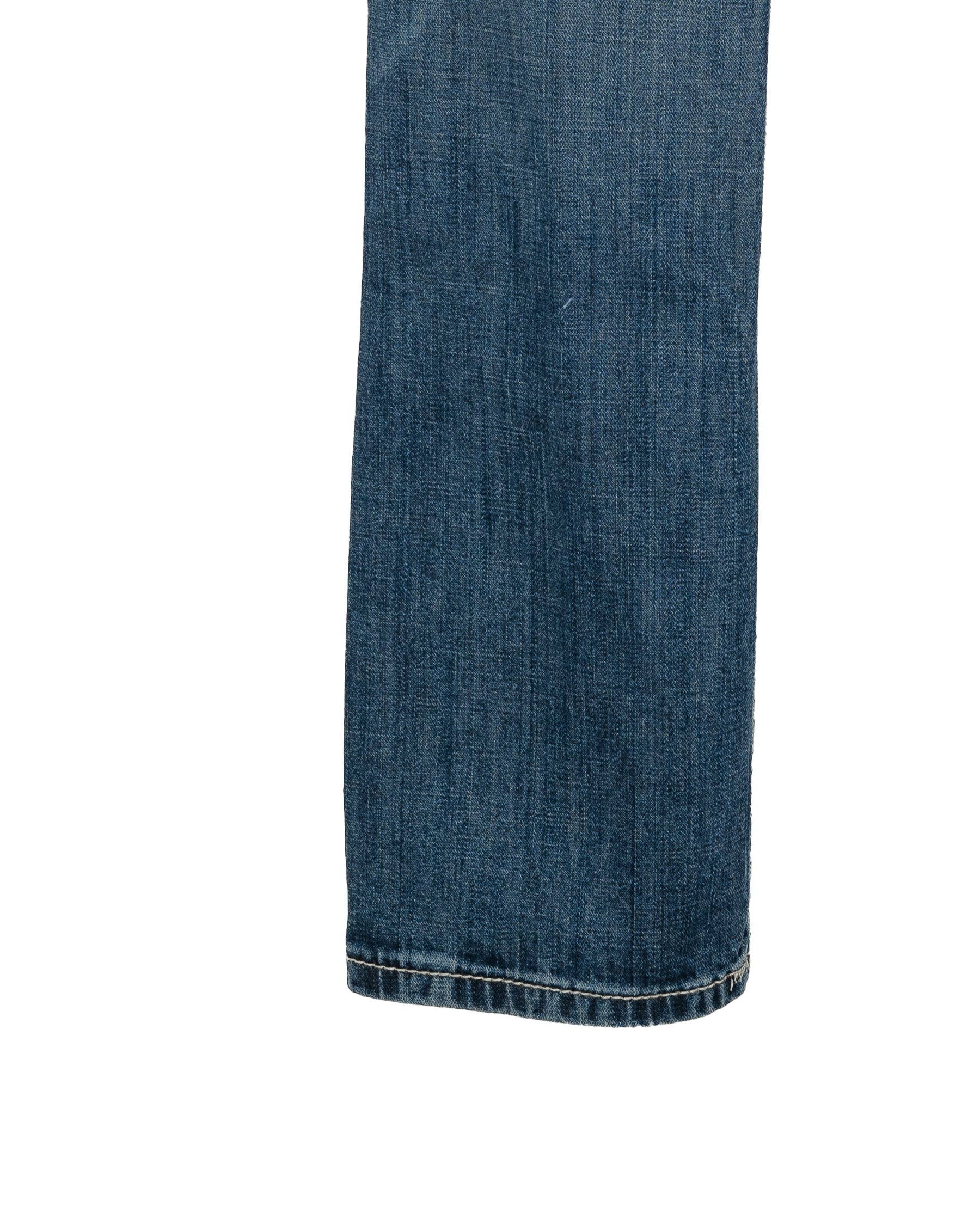 Blue denim jeans on a white background
