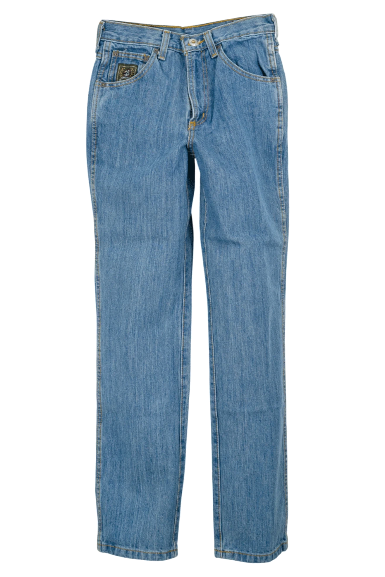 Pair of blue jeans on a white background