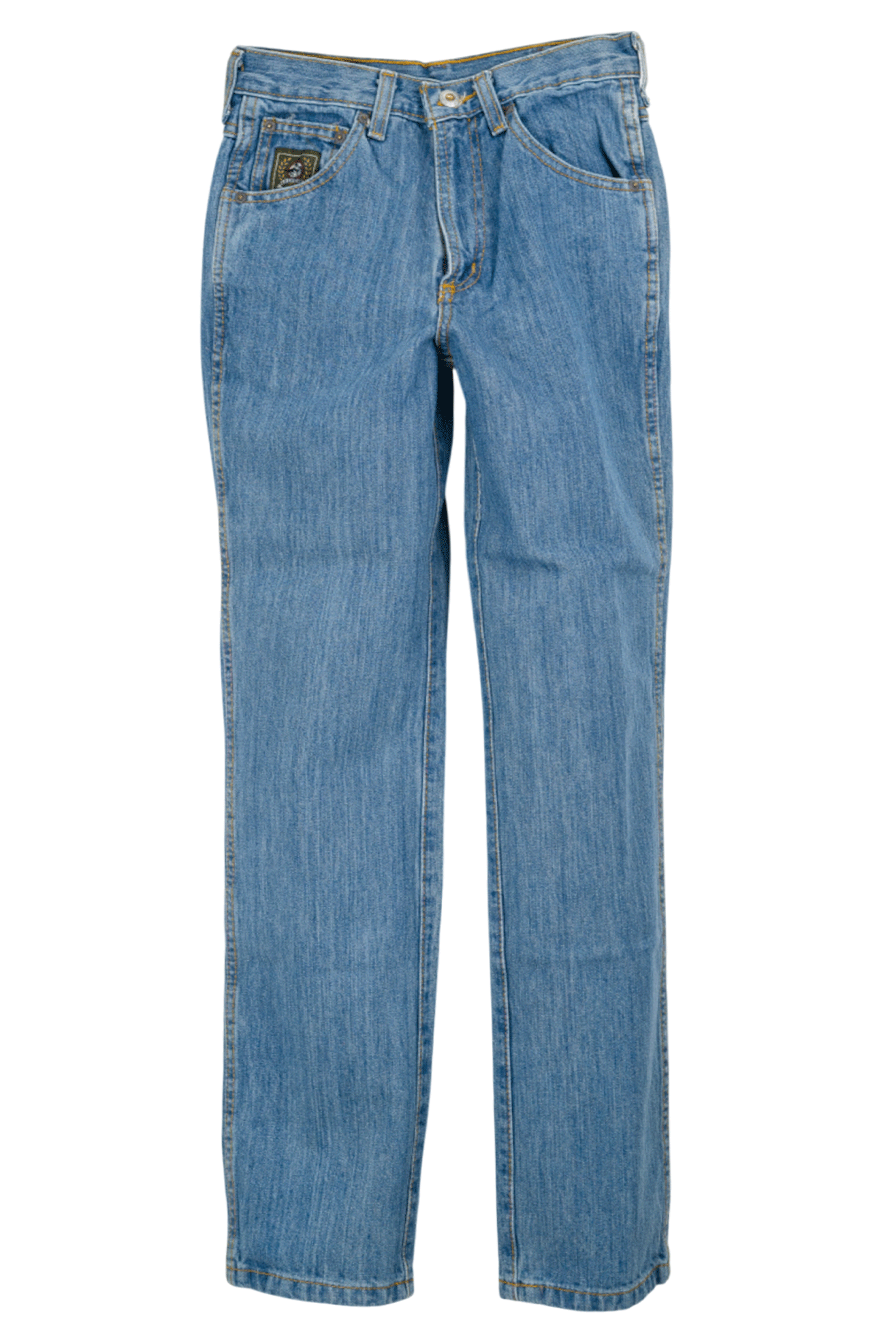 Pair of blue jeans on a white background