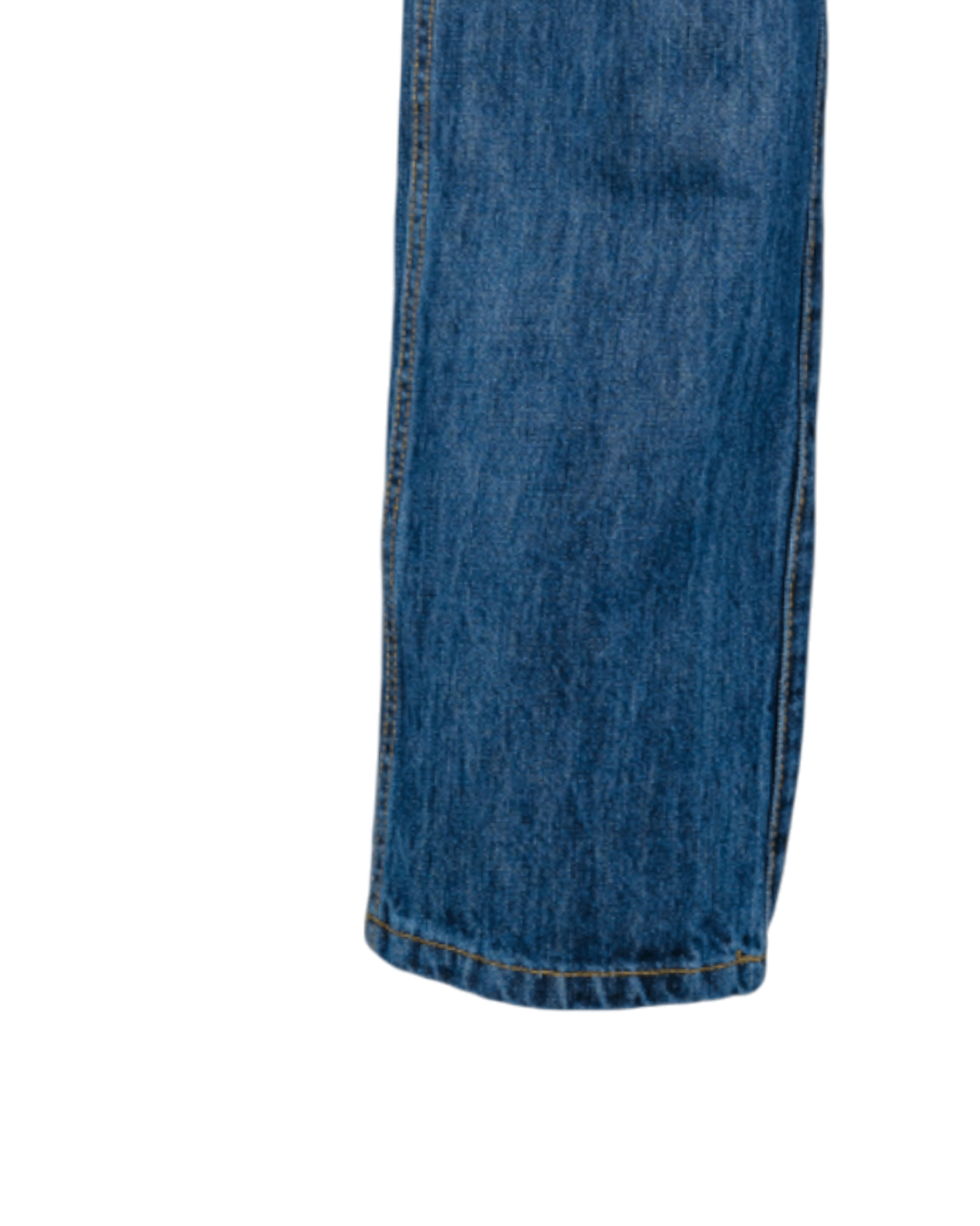 Close-up of blue jeans on a white background