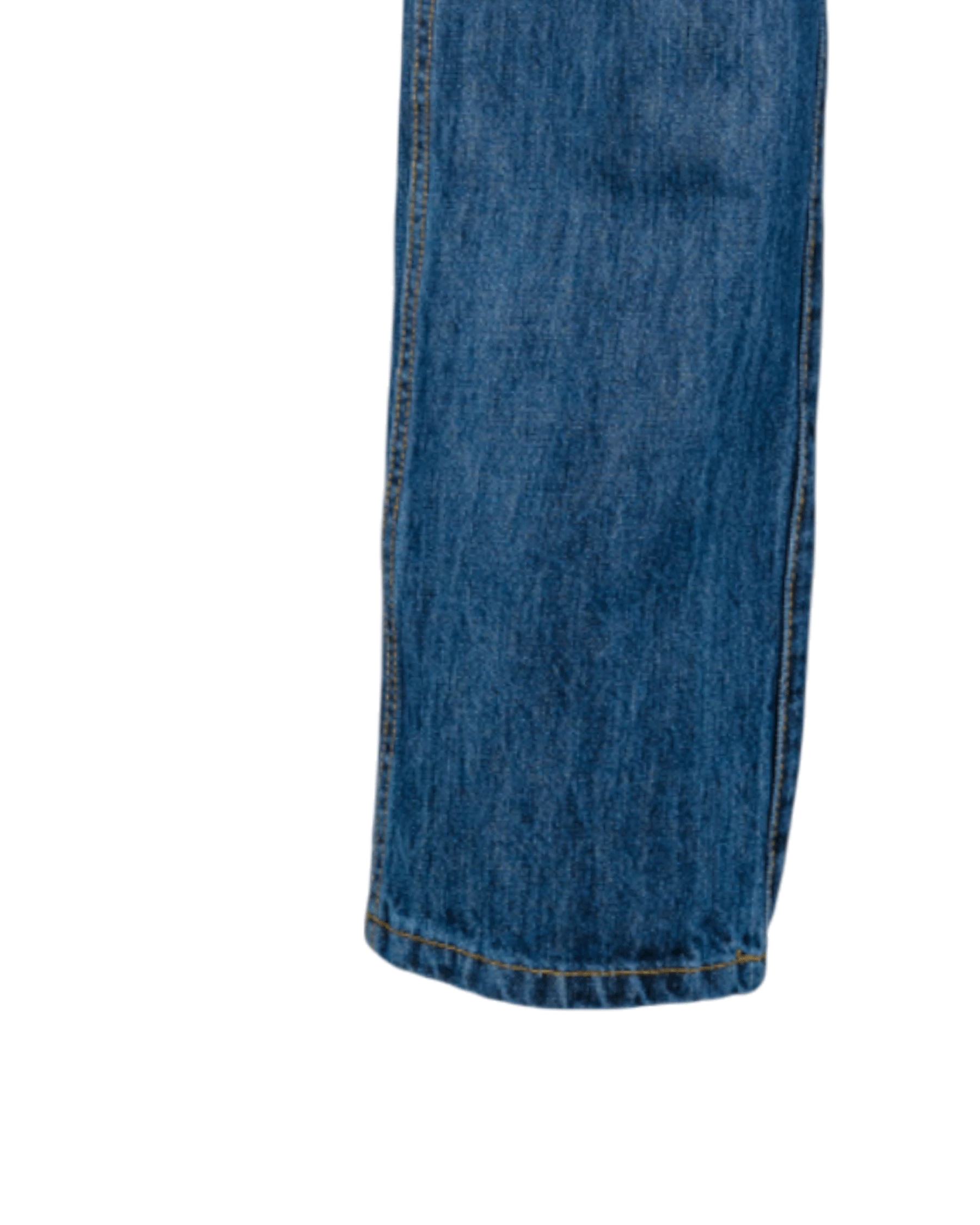 Close-up of blue jeans on a white background