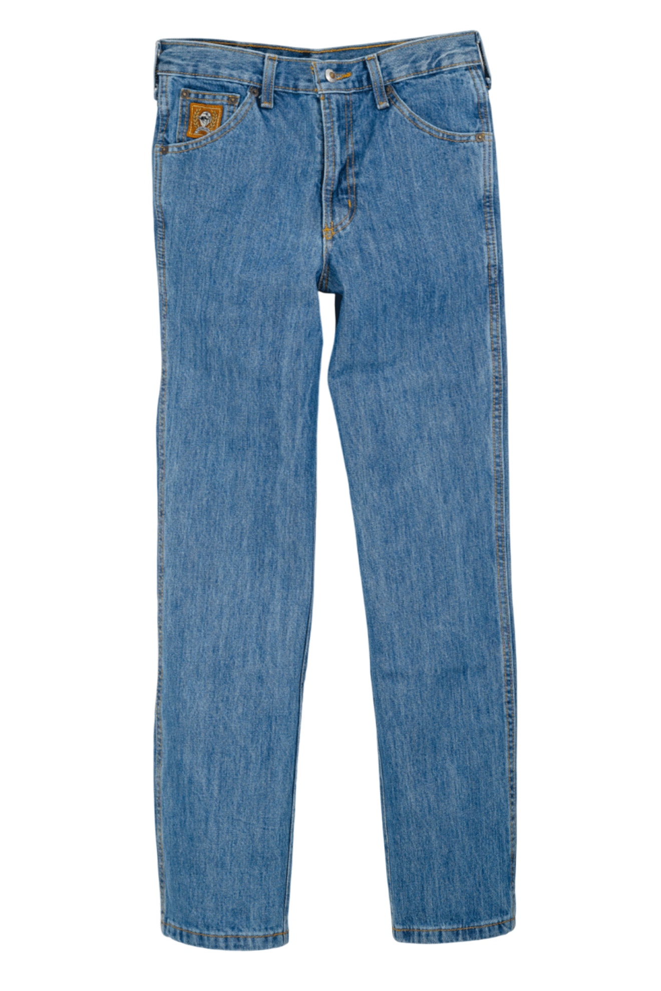 Pair of blue jeans on a white background