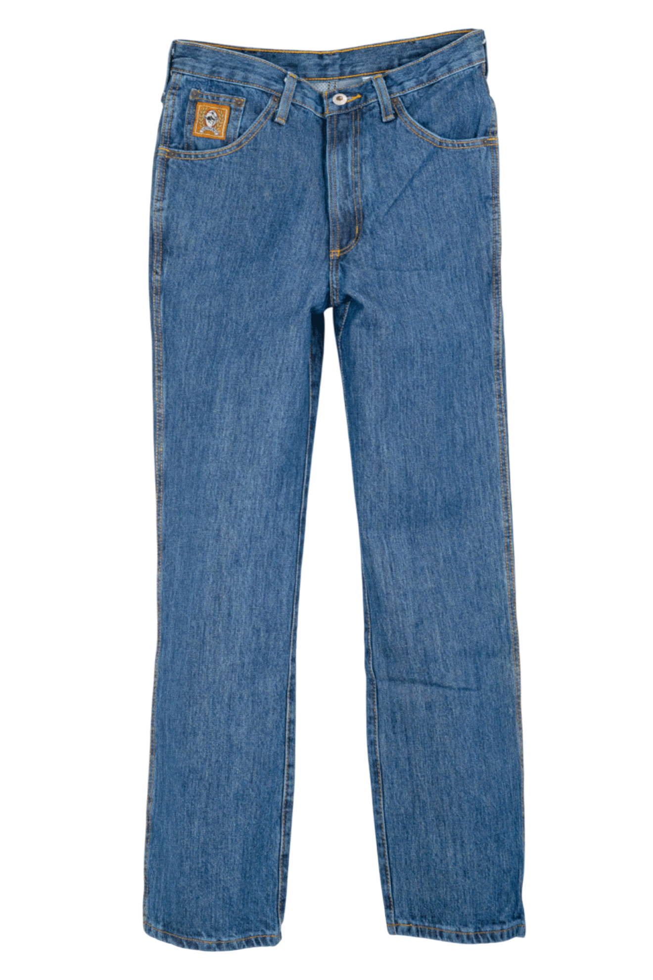 Blue jeans on a white background