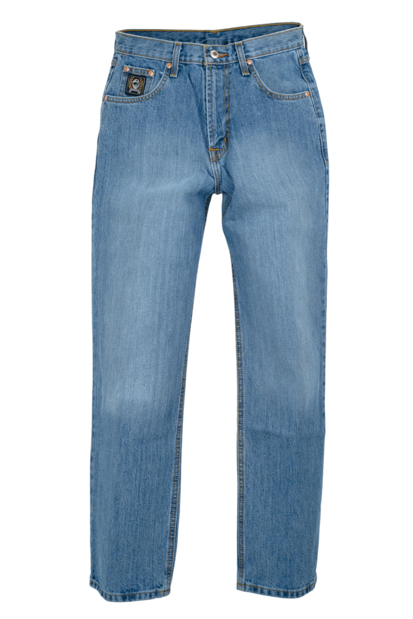 Blue jeans on a white background