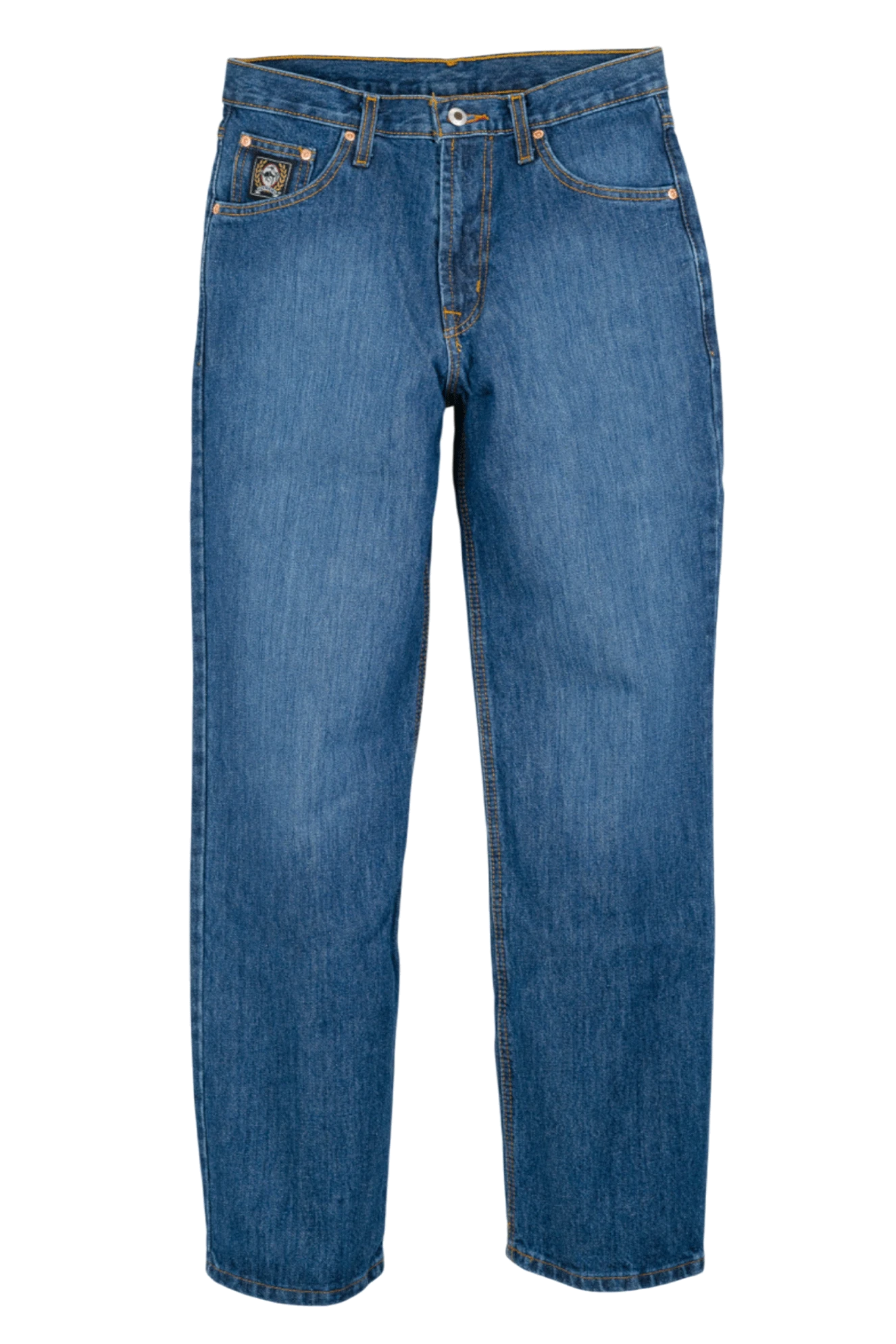 Blue jeans on a white background