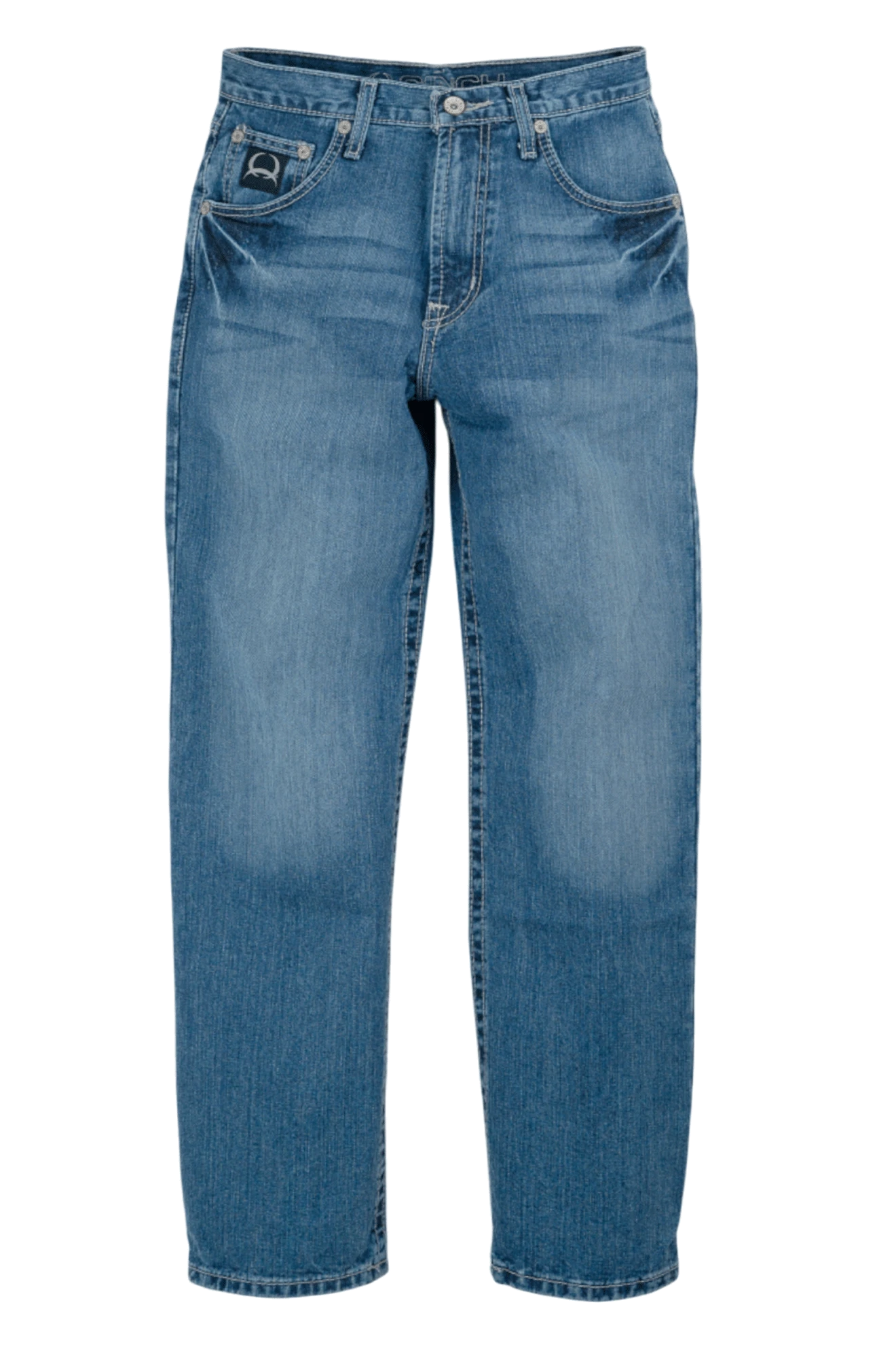 Blue jeans on a white background