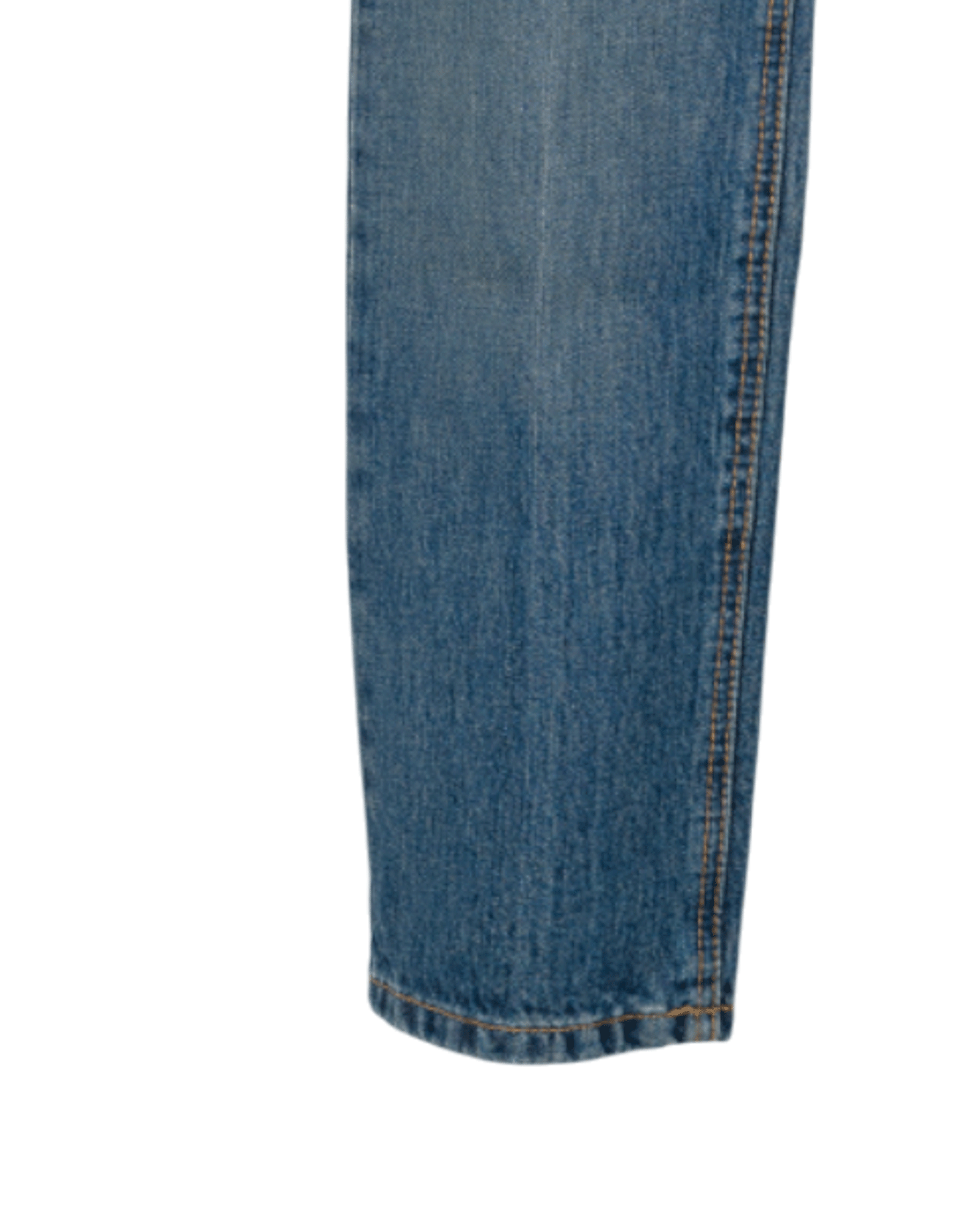 Close-up of blue jeans on a white background