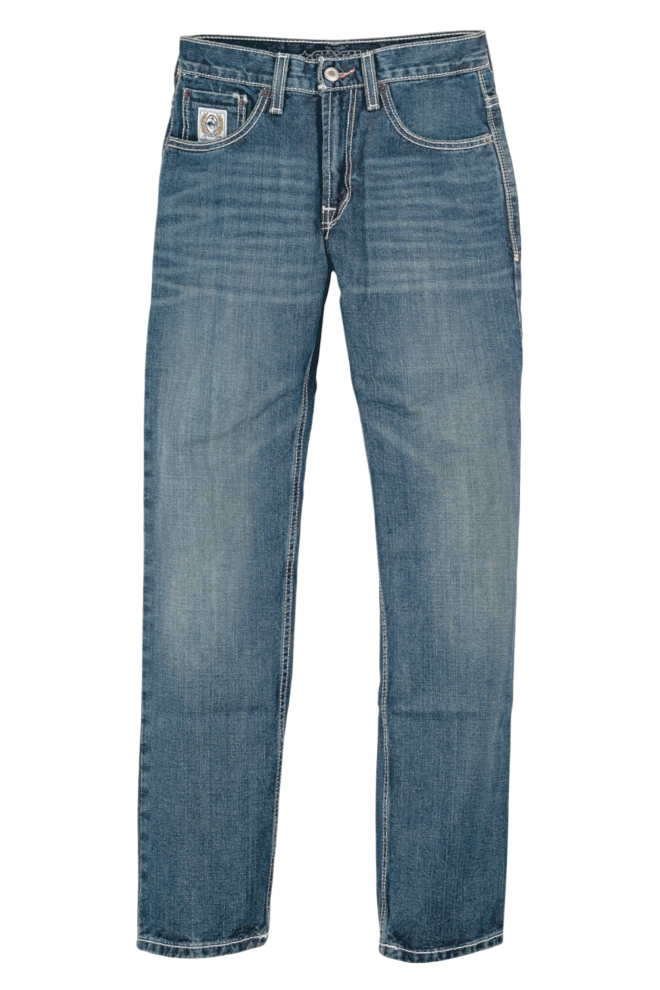 Blue jeans on a white background