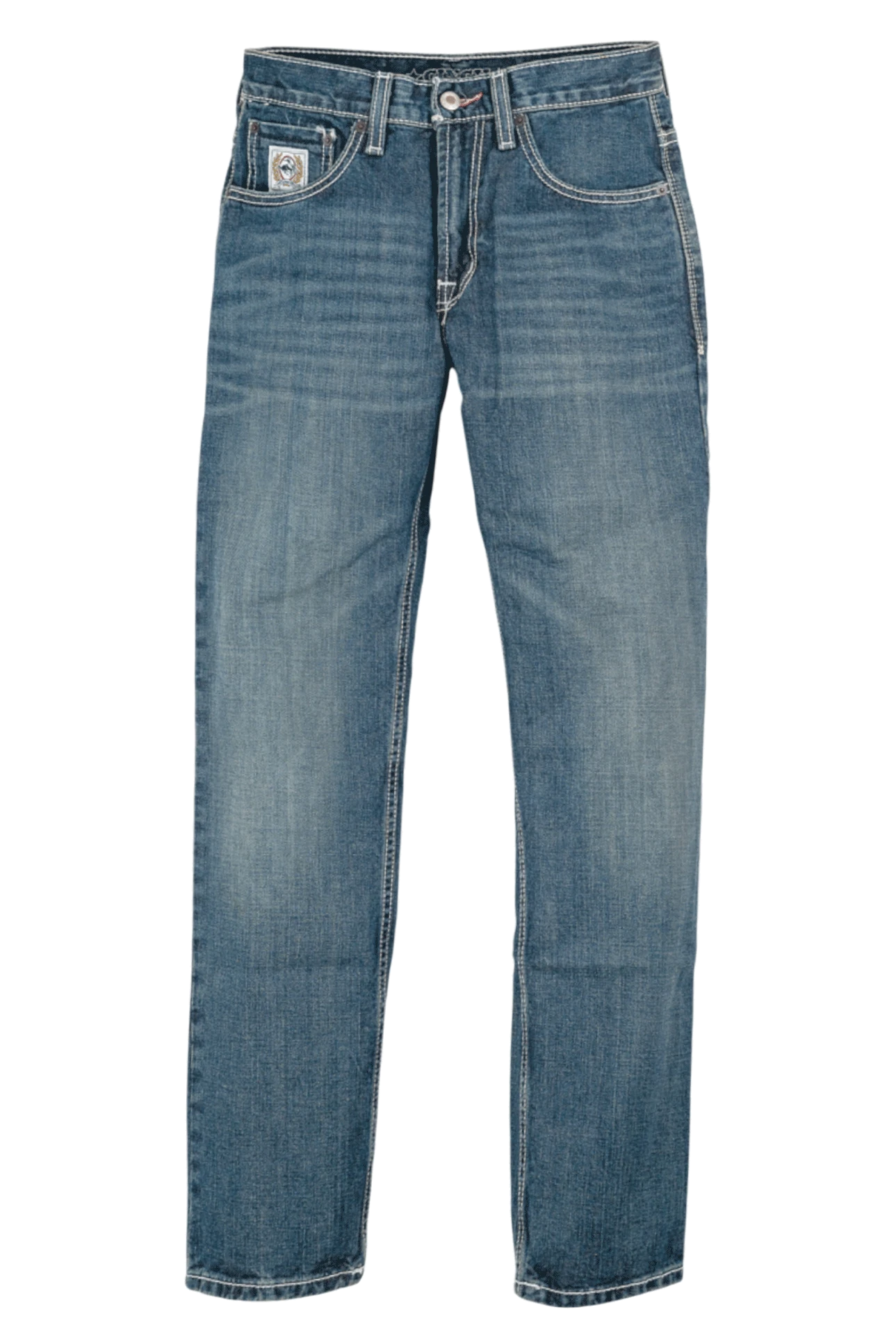Blue jeans on a white background