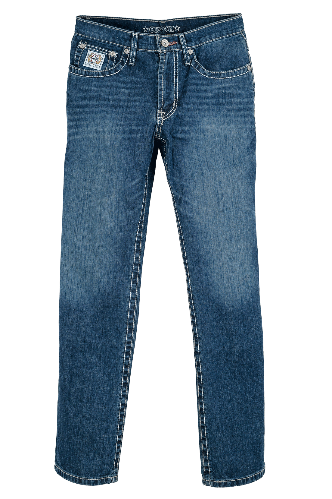 Blue jeans on a white background