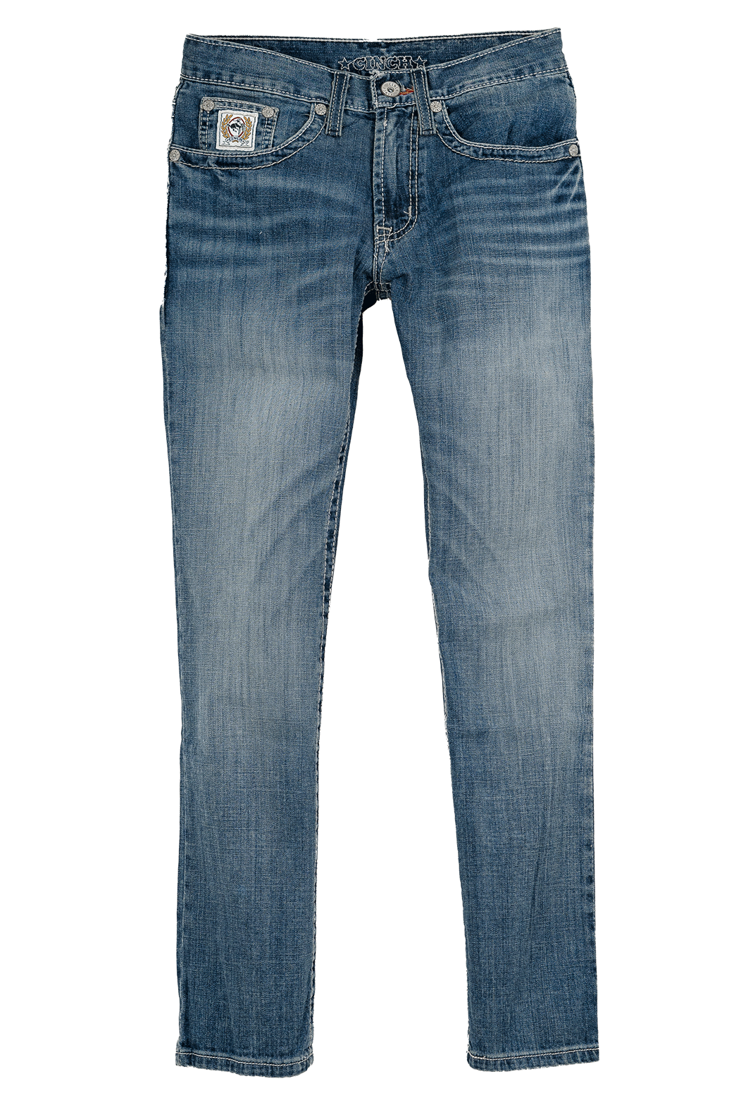 Blue jeans on a white background