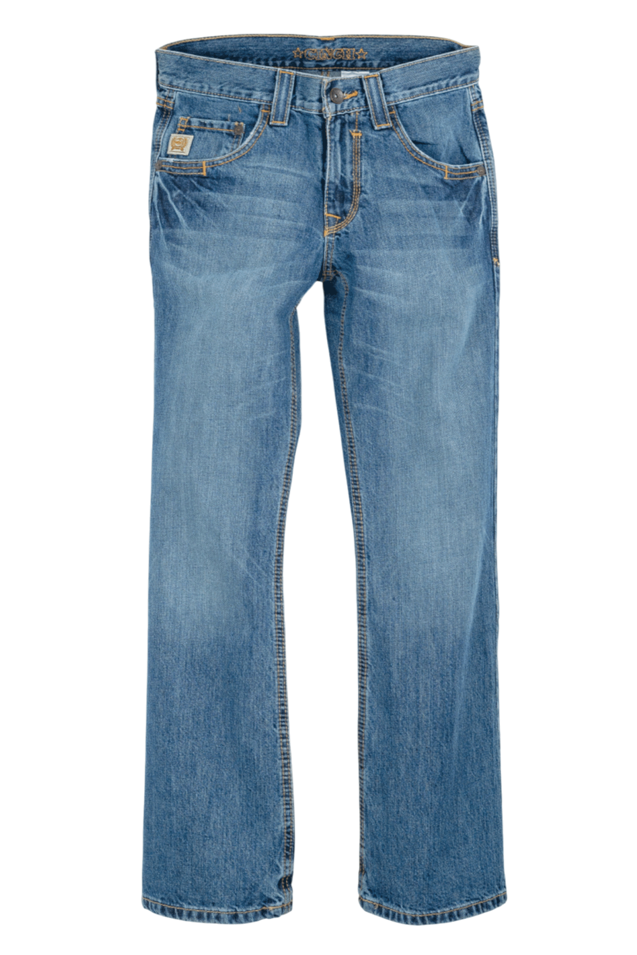 Blue jeans on a white background