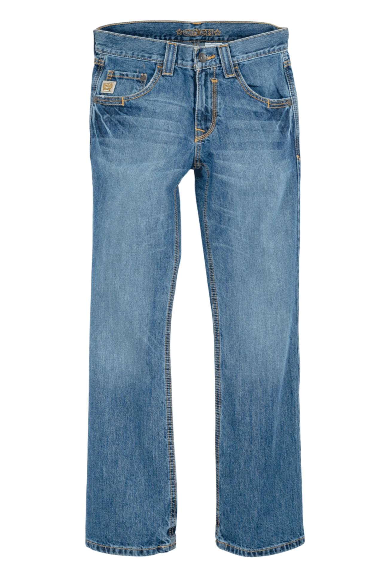 Blue jeans on a white background