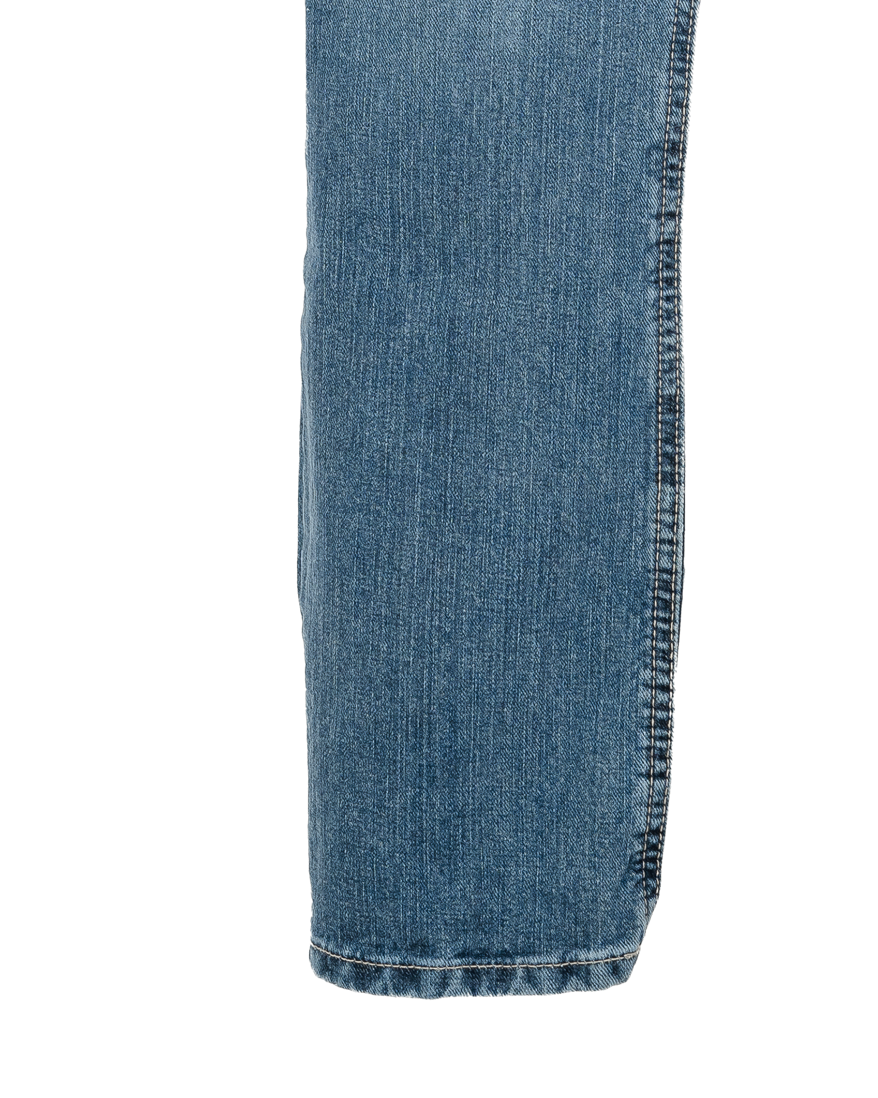 Close-up of a blue denim skirt on a white background