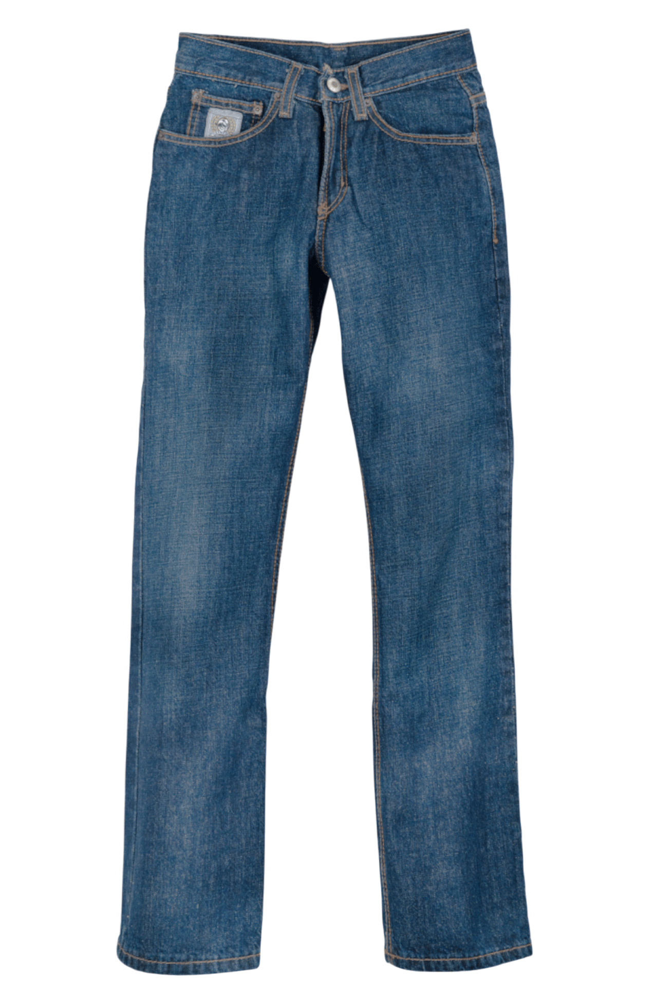 Blue jeans on a white background