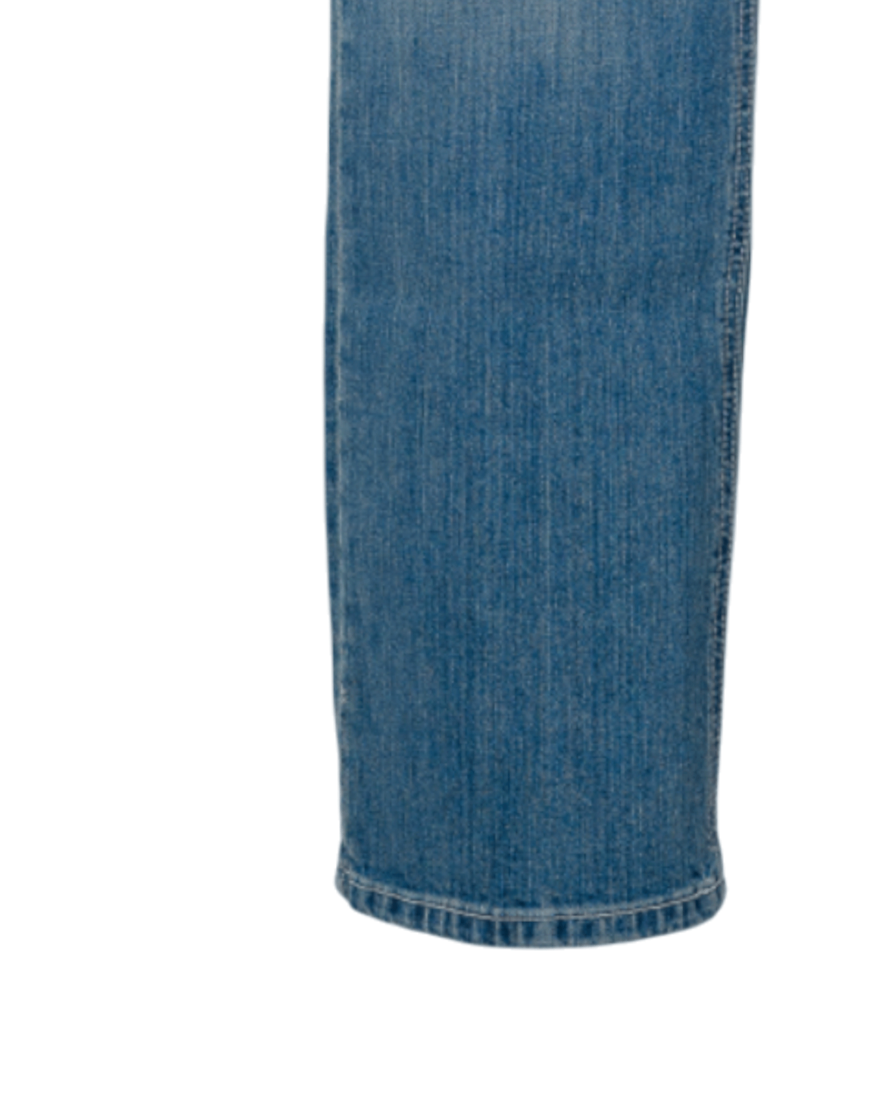 Close-up of blue denim fabric on a white background