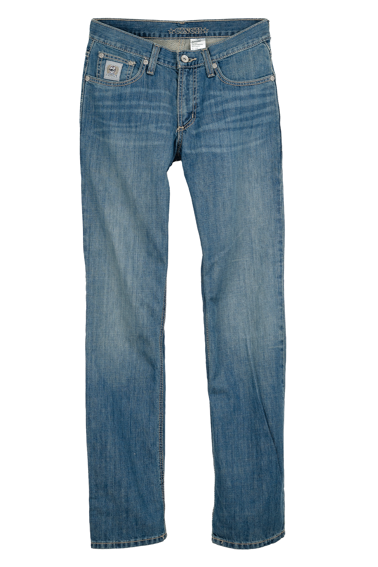 Blue jeans on a white background