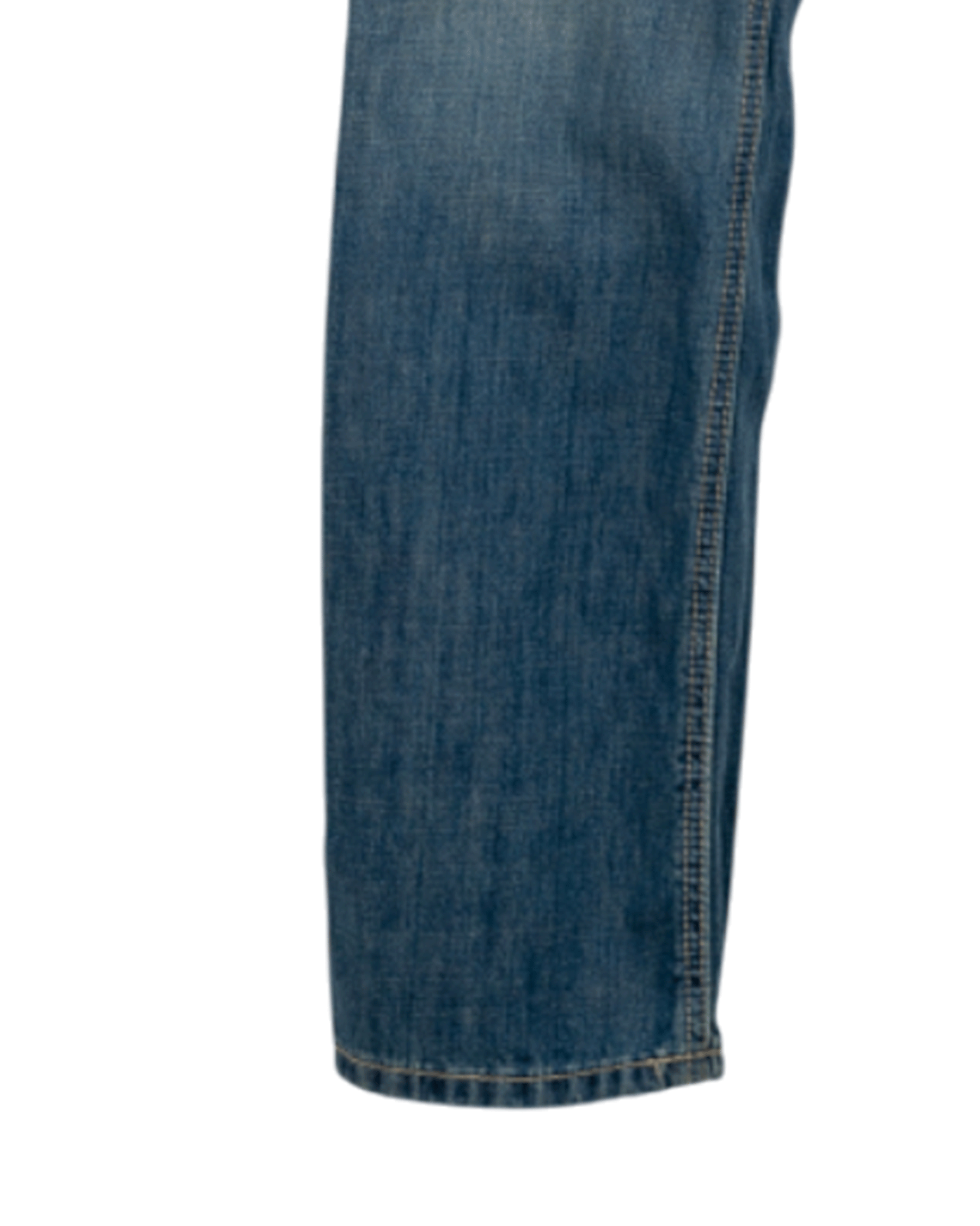 Close-up of blue jeans on a white background