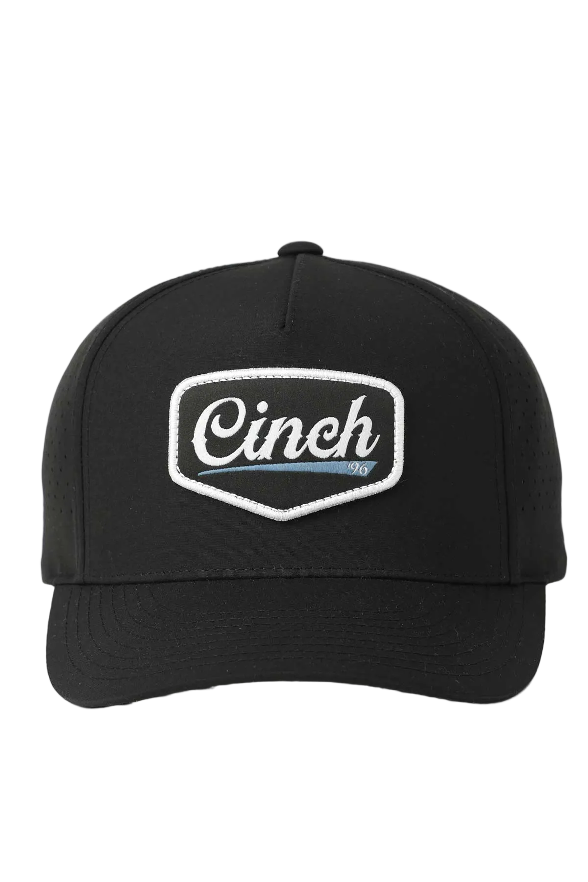 Black cap with 'Cinch' logo on a white background